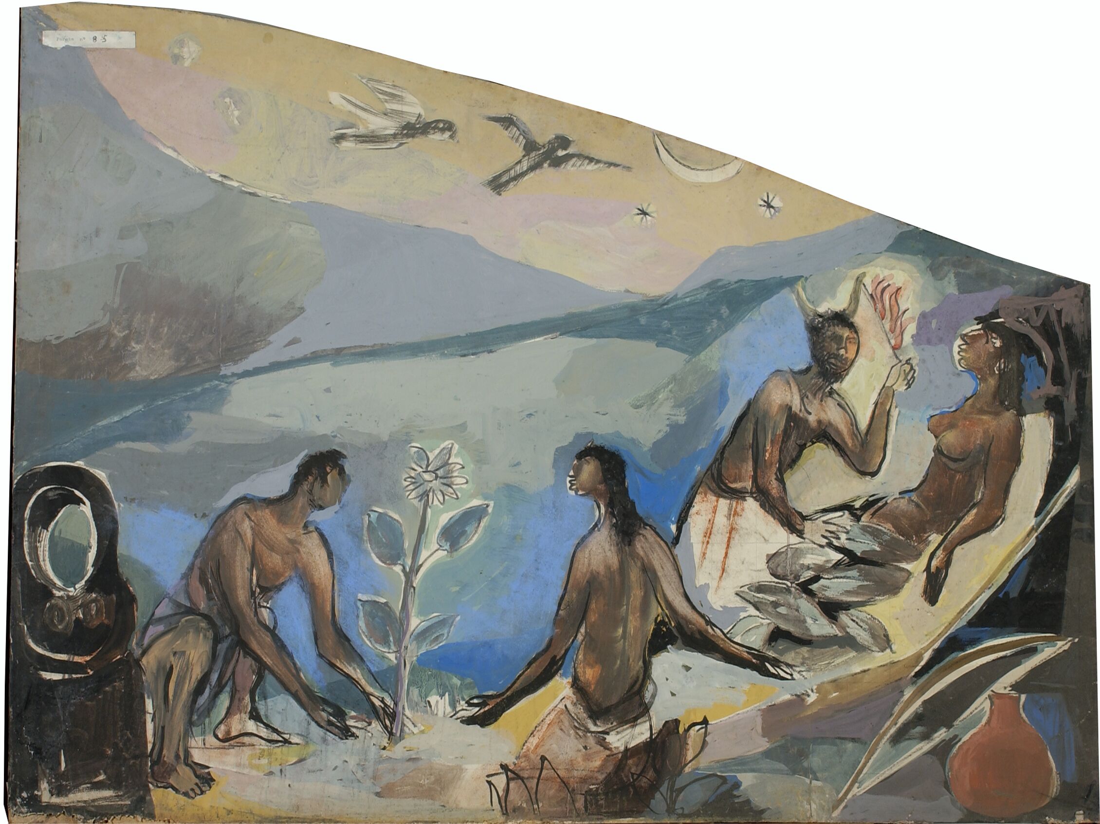 proto-medicina, medicina popolare (disegno artistico, elemento di serie) di motto G. B. Morgagni (anni sessanta XX)