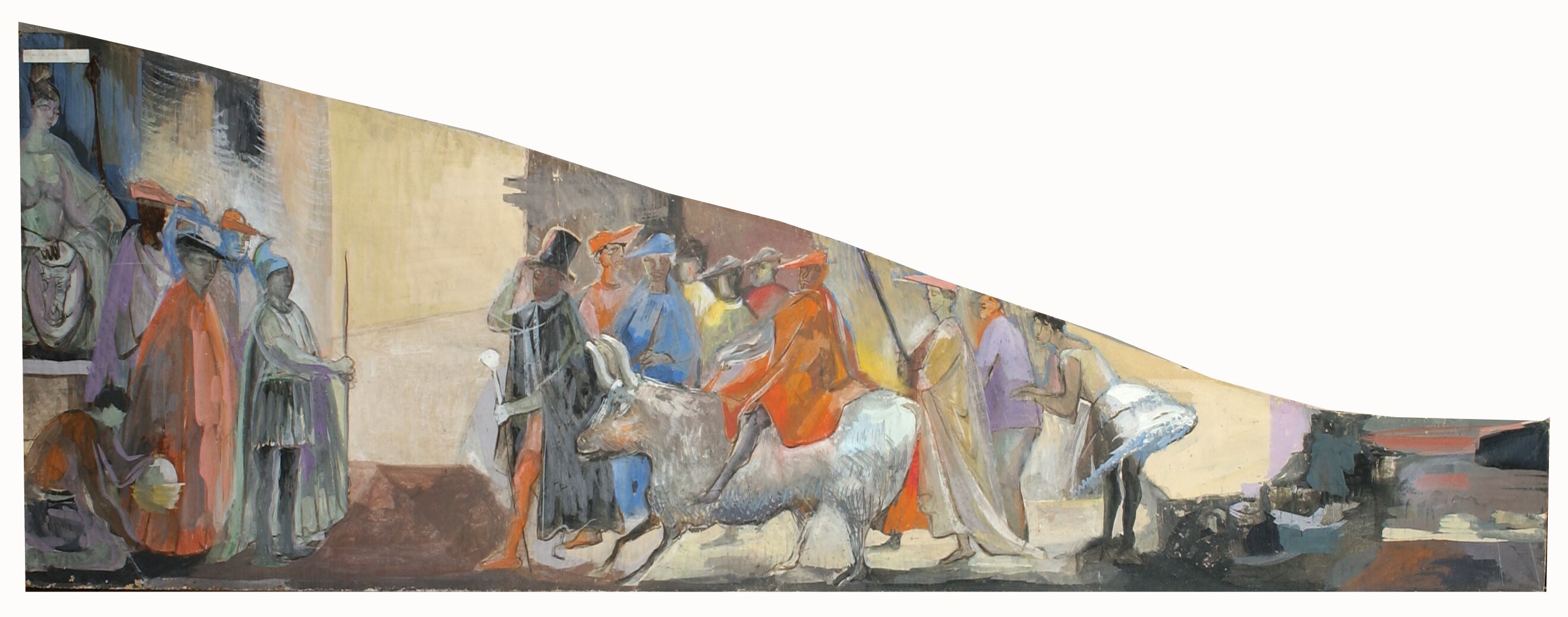 la goliardia patavina (disegno artistico, elemento di serie) di motto G. B. Morgagni (anni sessanta XX)