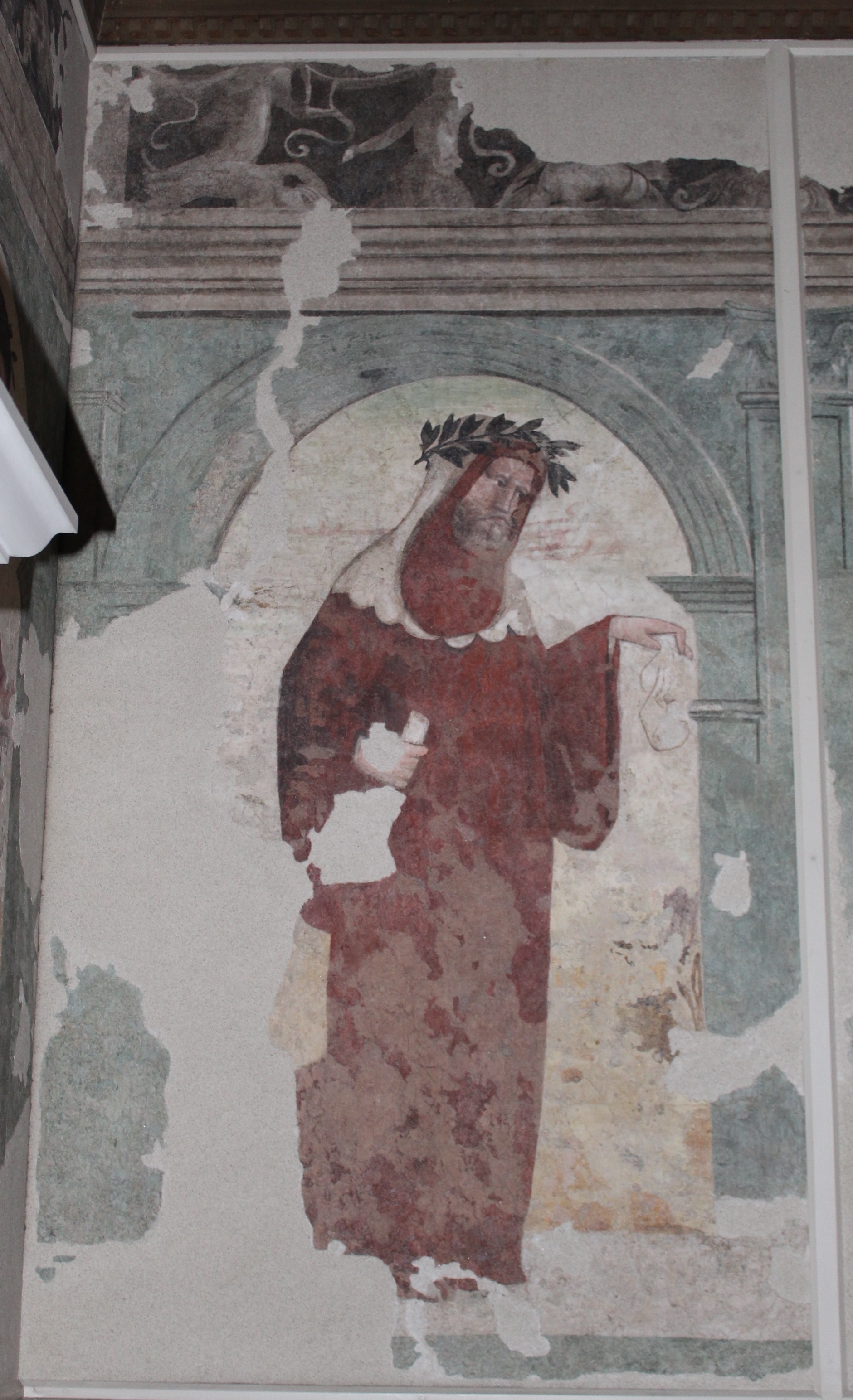 Figura di poeta o letterato (dipinto murale, elemento d'insieme) - ambito romagnolo (primo quarto XVI)