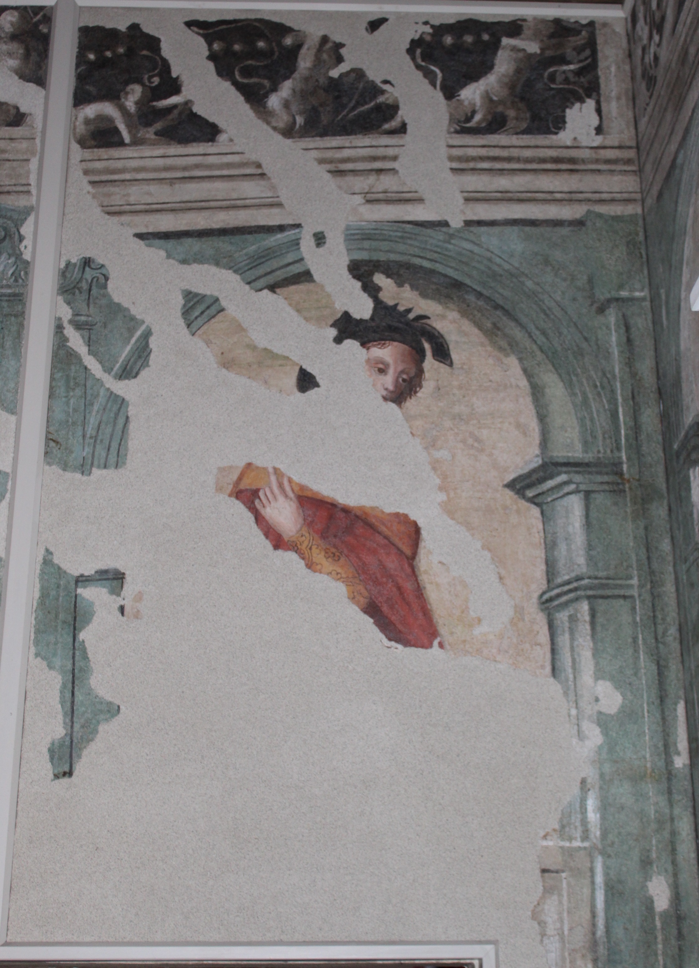 Ciclo di poeti e letterati, sormontati da raffigurazioni a grottesche (dipinto murale, ciclo) - ambito romagnolo (primo quarto XVI)