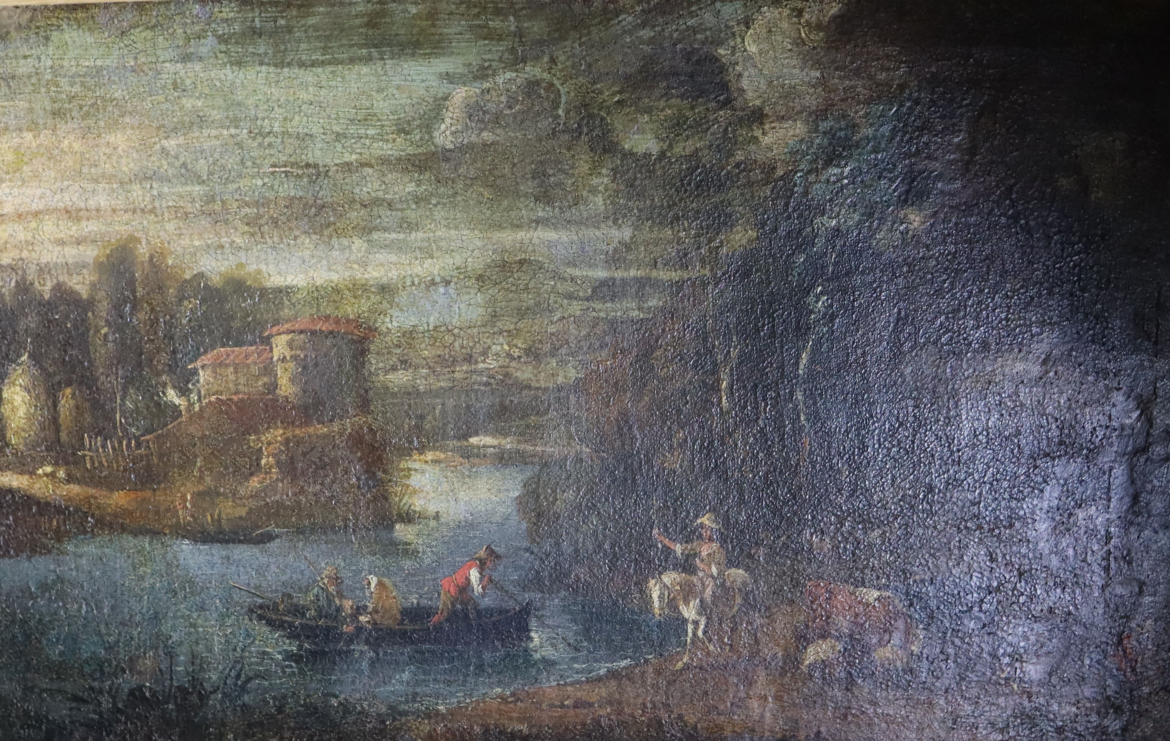 Paesaggio con pastore e barcaiolo (dipinto) - ambito romano (prima metà XVIII)