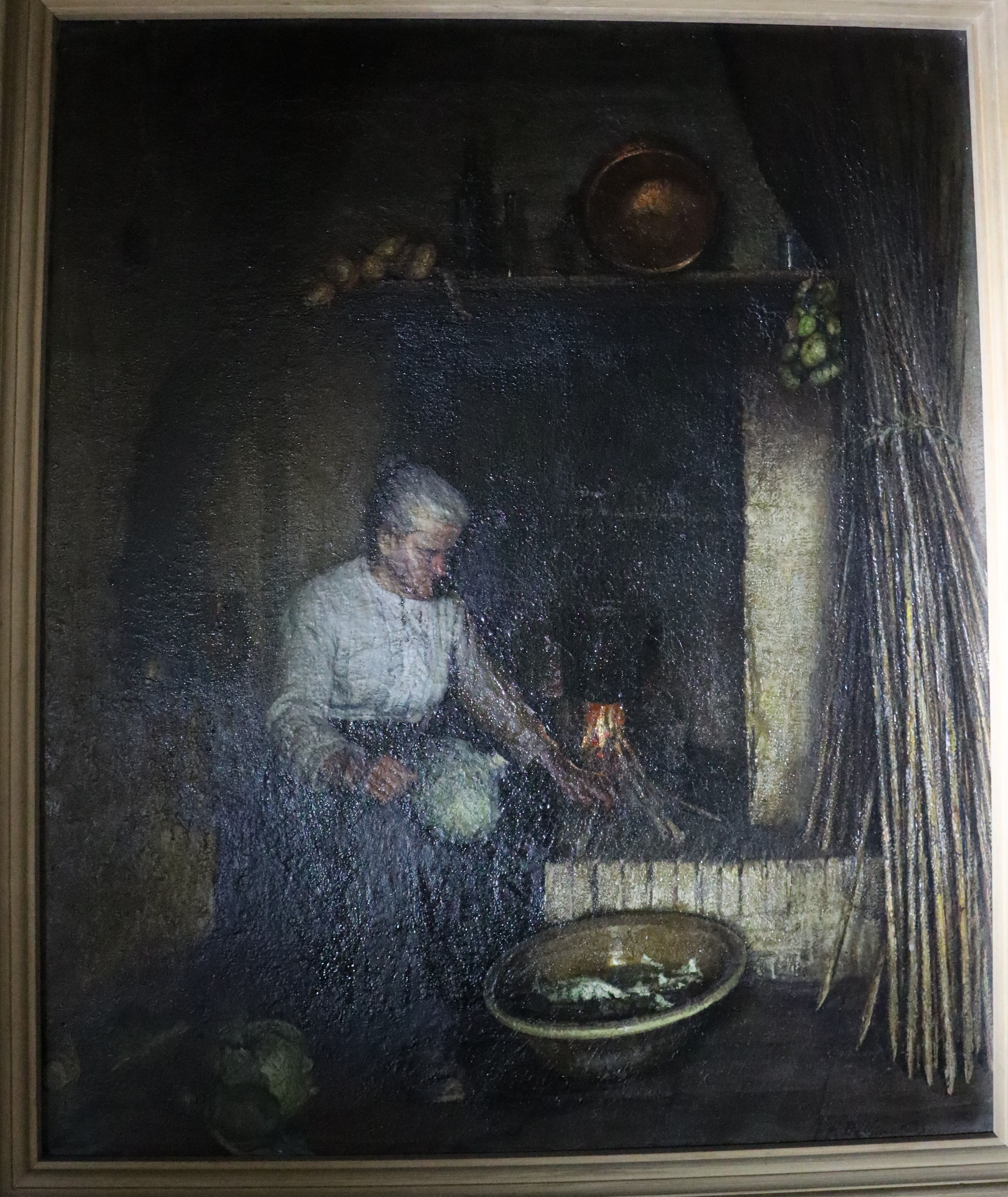Donna anziana in cucina (dipinto) di De Vincentiis, Francesco (attribuito) (fine XIX)