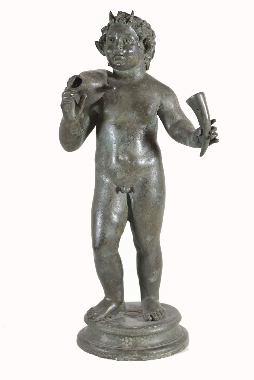 Satiro con rython (statuetta maschile) - produzione campana (?) (fine/ inizio secc. I a.C./ I d.C)