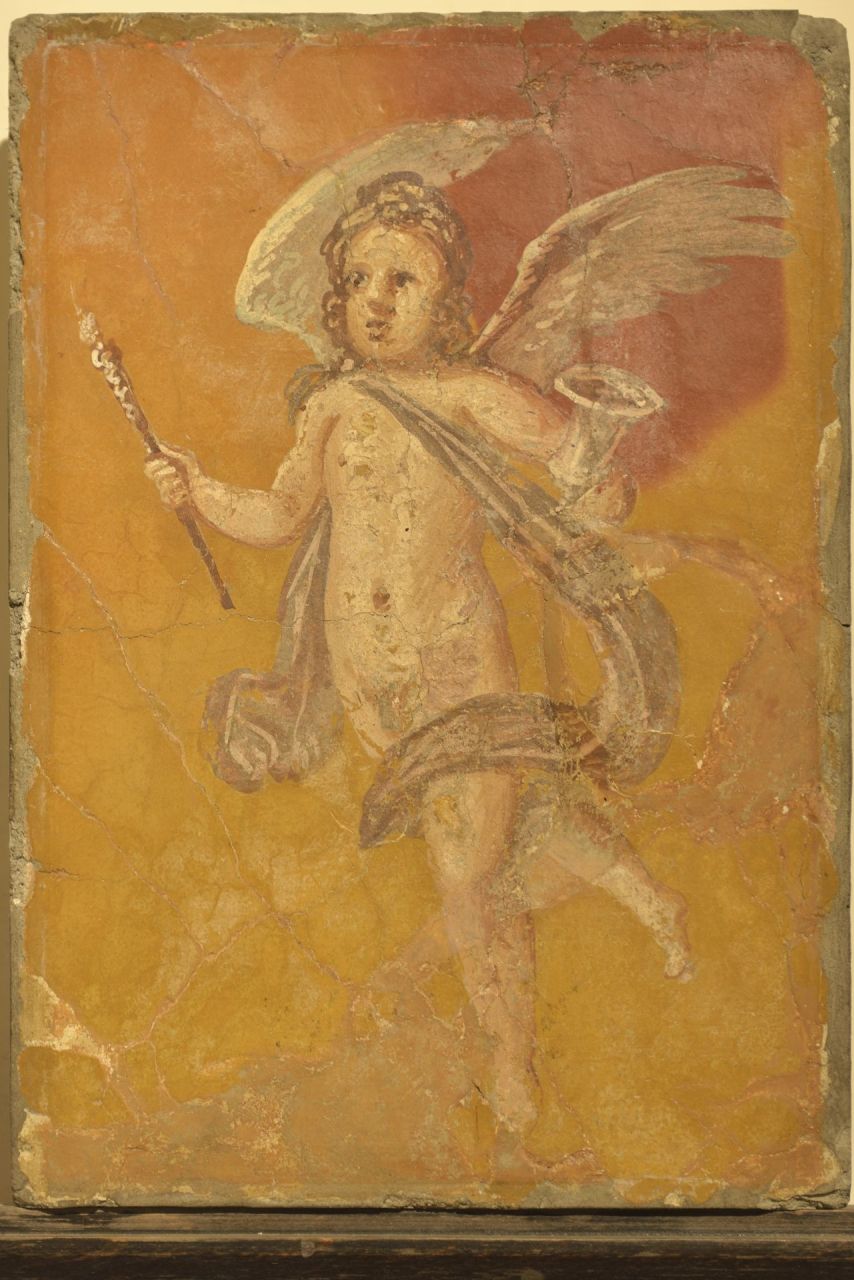 amorino con cratere e fiaccola (opera parietale/ quadretto) - fase stilistica IV (sec. I)