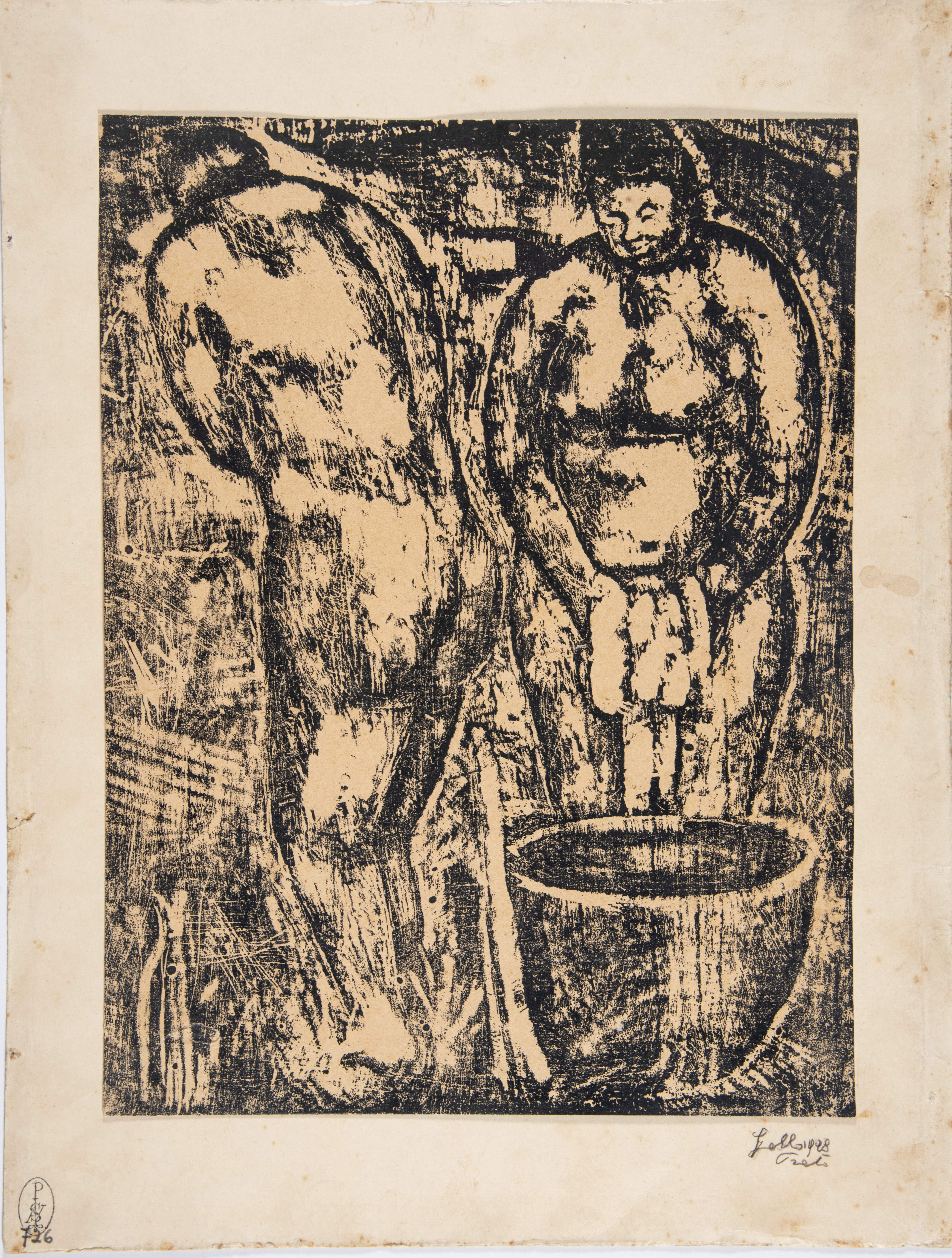 Due donne che si lavano, figure femminili (stampa) di Gallo, Oscar (anni venti XX)