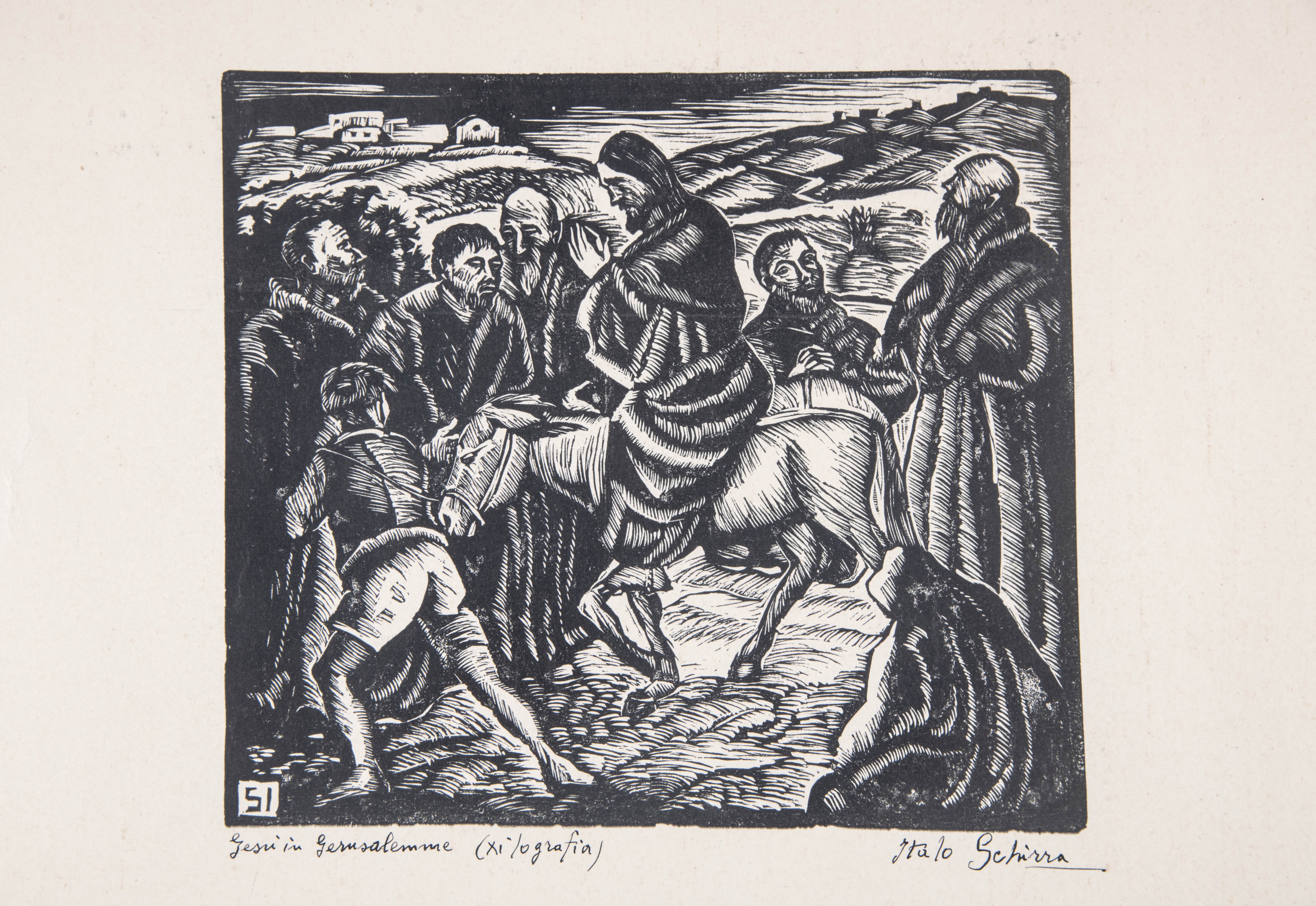 entrata di Cristo in Gerusalemme (stampa) di Schirra, Italo (anni trenta XX)