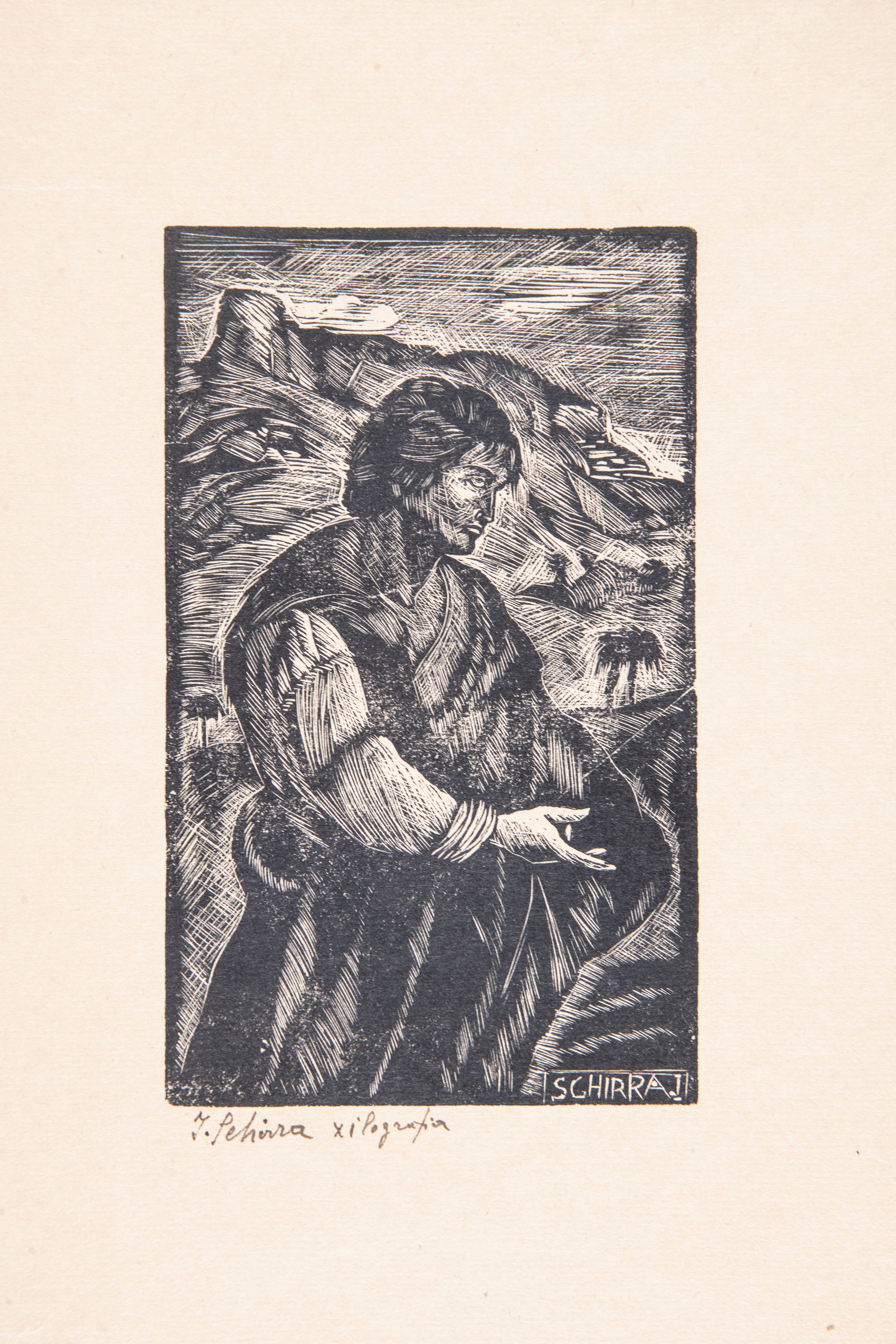 Figura a tre quarti, figura maschile (stampa) di Schirra, Italo (anni trenta XX)