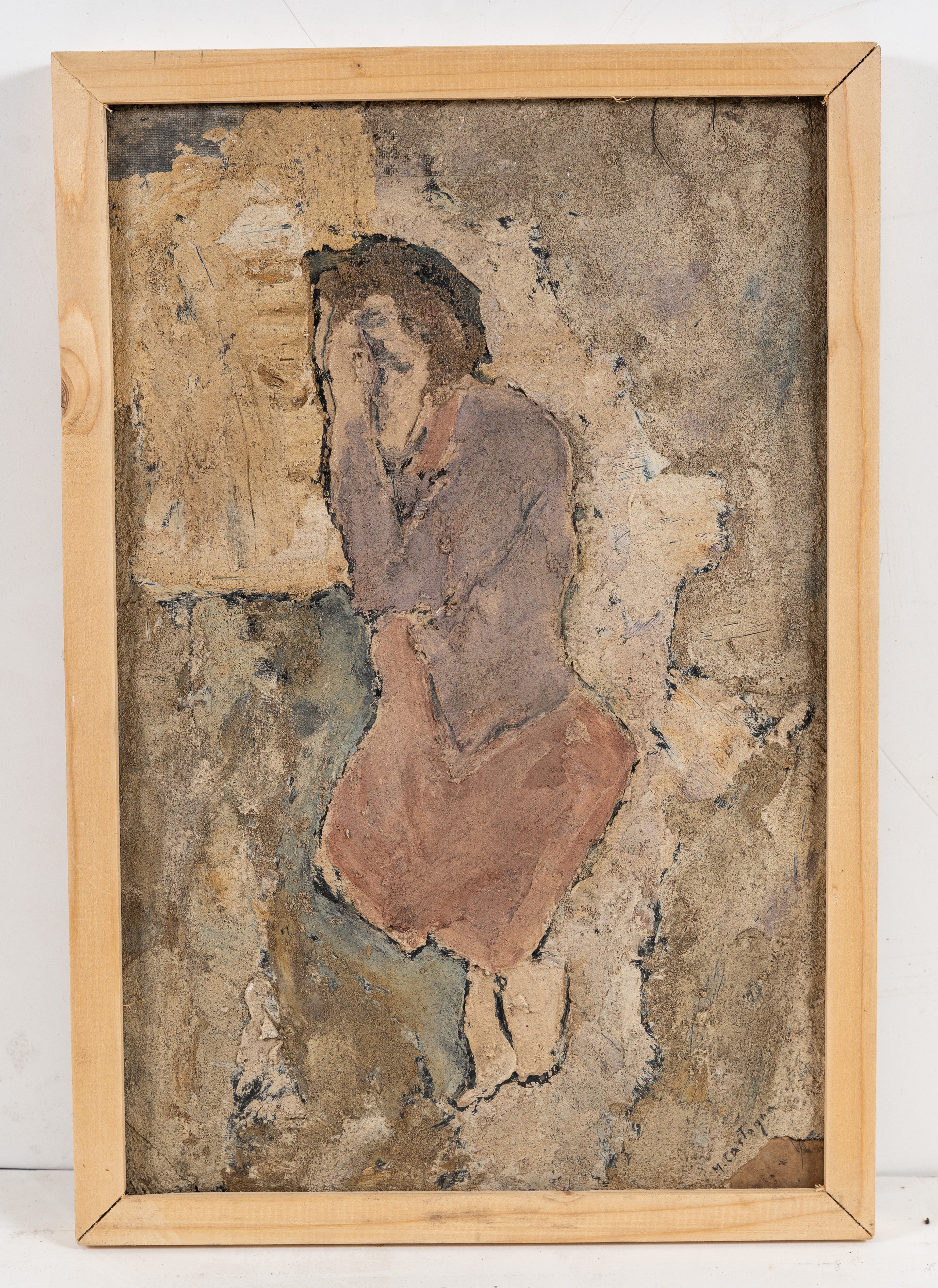 Insolazione, figura femminile (dipinto, opera isolata) - ambito Italia centro-settentrionale (seconda metà XX)