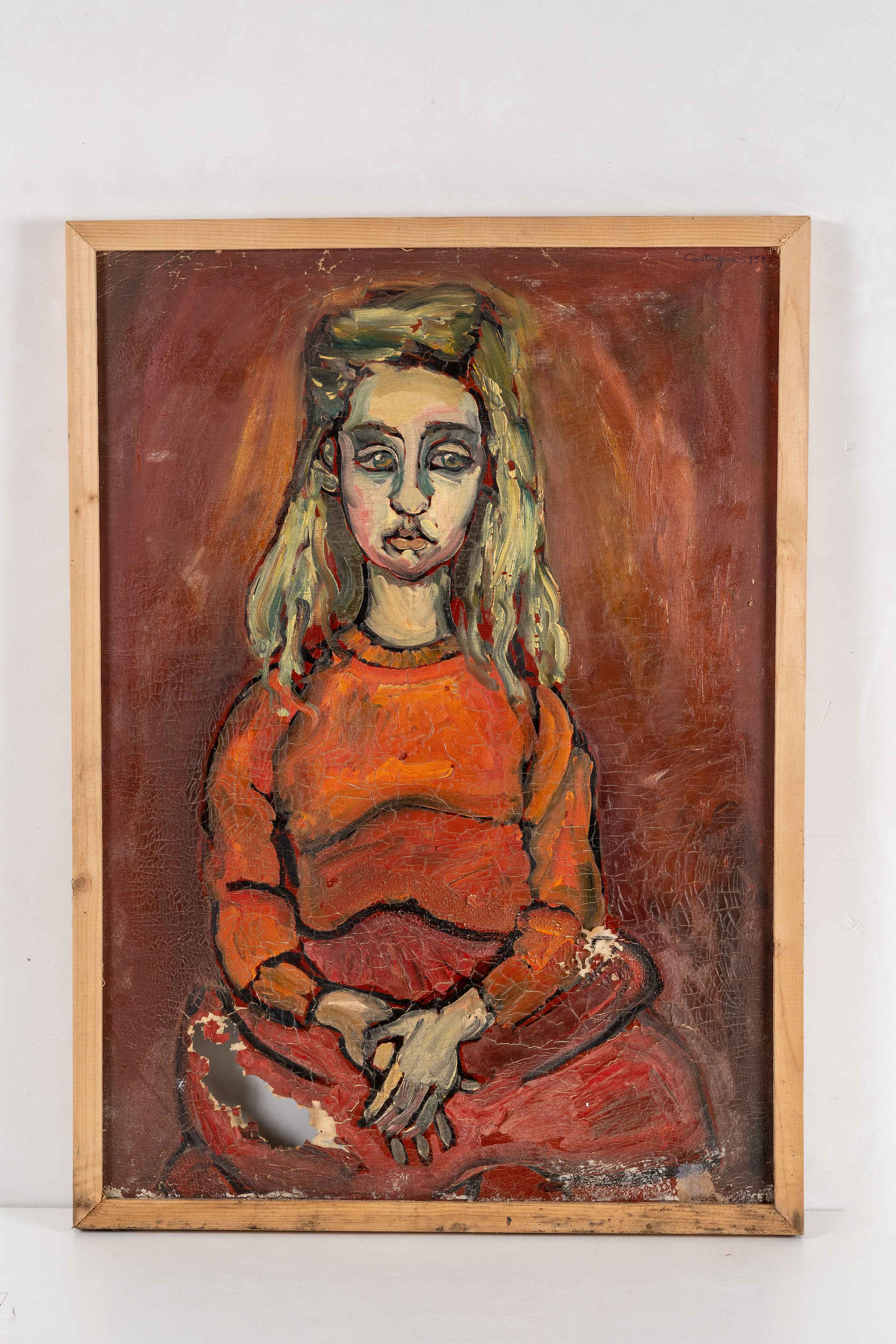 Bambina, fanciulla (dipinto, opera isolata) di Castagna Mirella detta Camì (attribuito) - ambito Italia centro-settentrionale (XX)