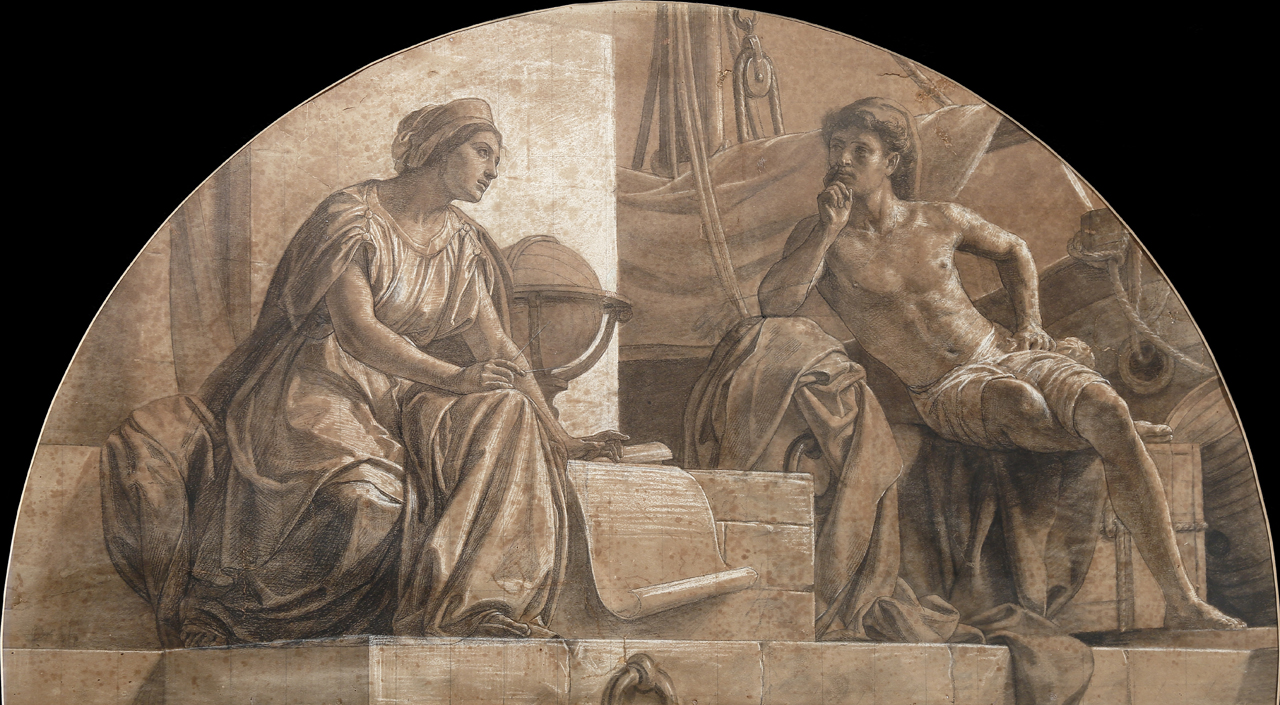 L'arte della navigazione (?), scena allegorica (disegno) di Aldi Pietro (XIX)