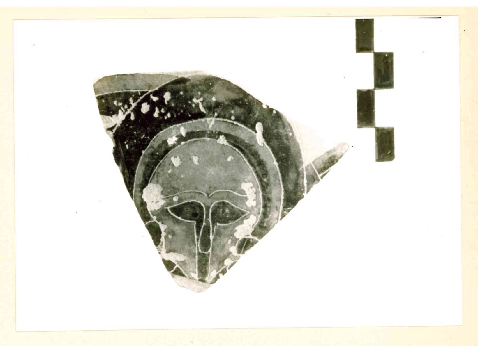 Guerriero, Gerione (?), gigante (?) (coperchio, Fr. coperchio "calcidese" con testa di guerriero) - Gruppo dell'Hydria di Orvieto (Rumpf) (seconda metà SECOLI/ VI a.C)