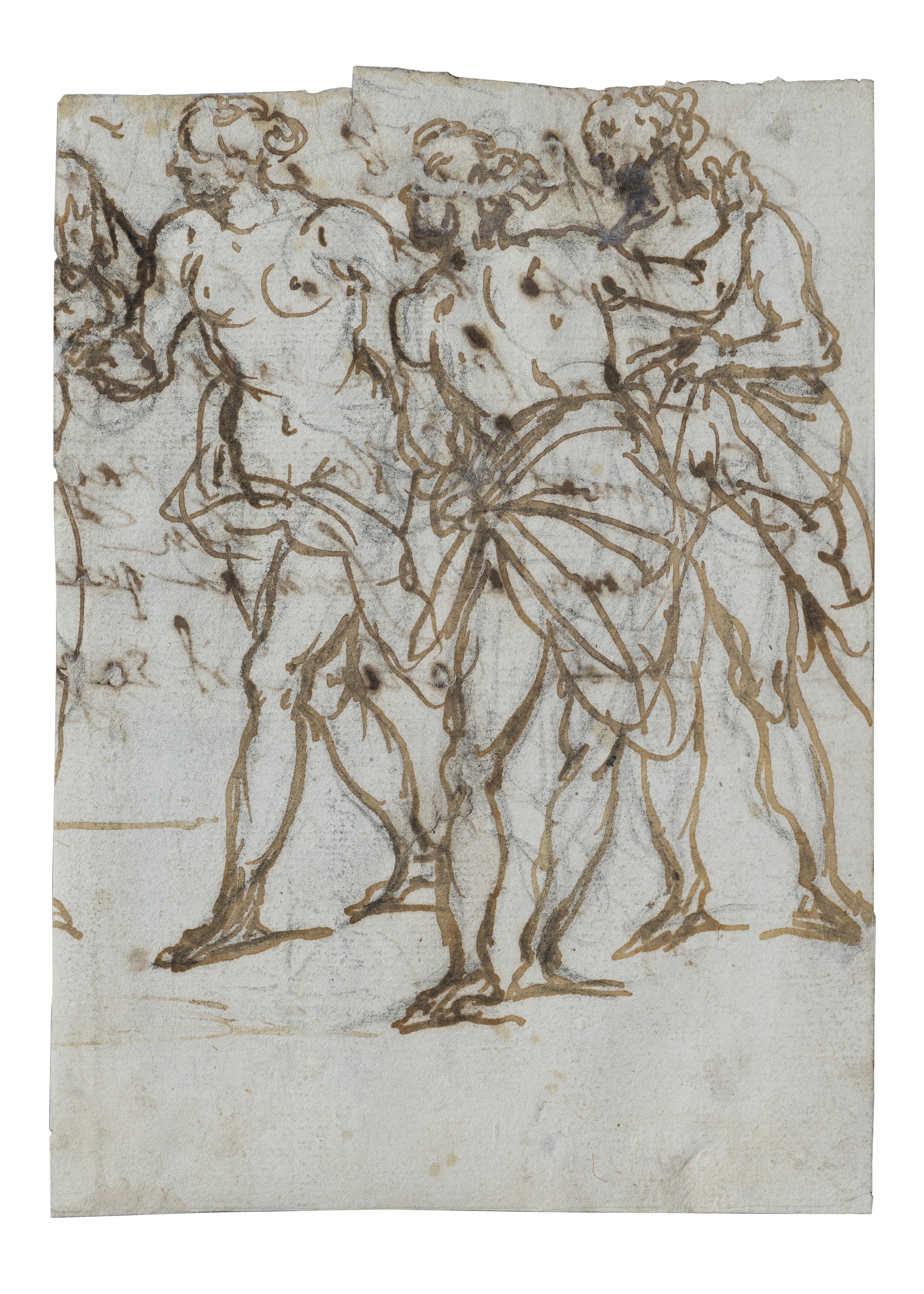 Studio per le Tre Grazie e una figura maschile (disegno) - ambito veneto (ultimo quarto sec. XVI)