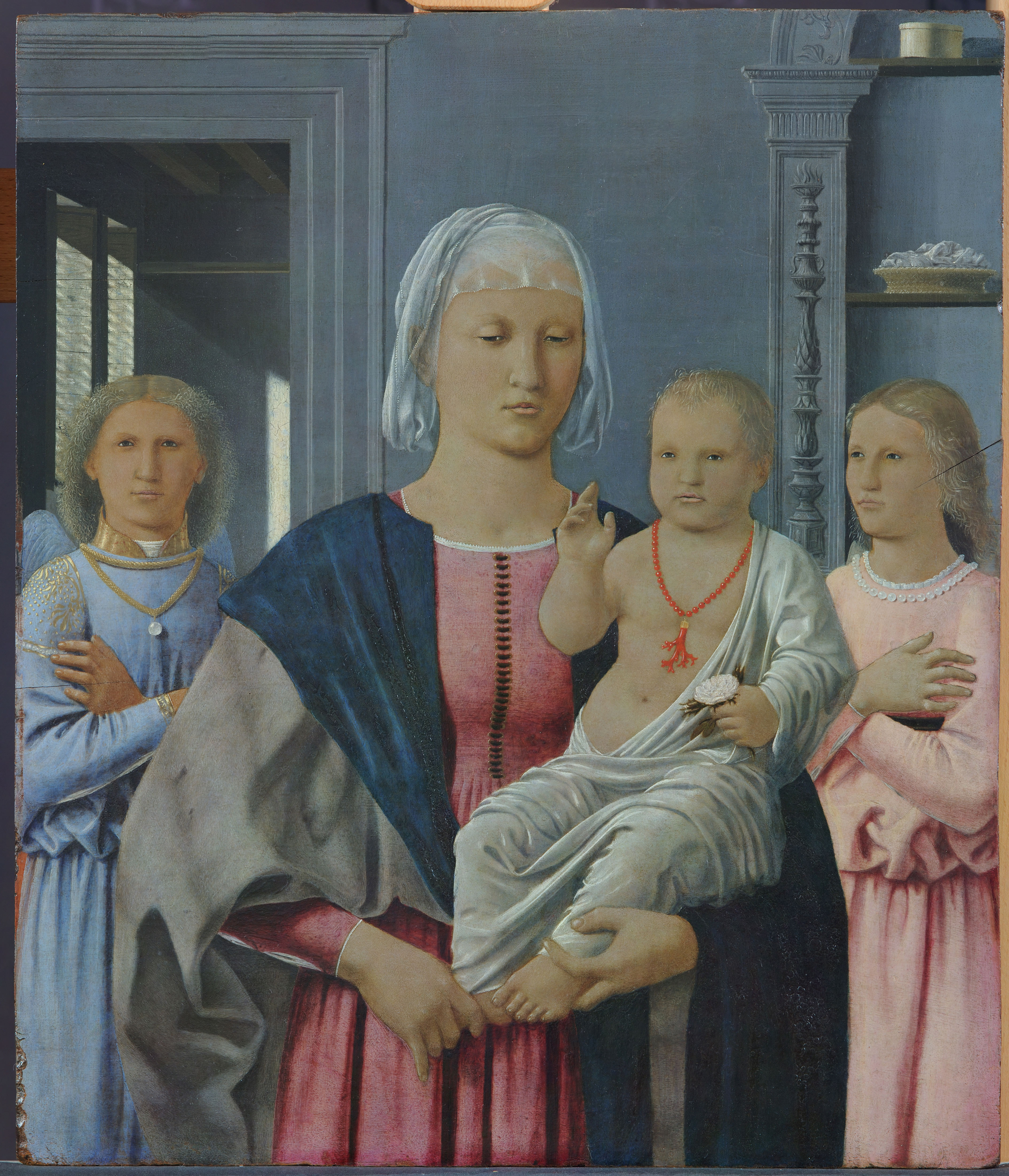 Madonna di Senigallia, Madonna con Bambino e angeli (dipinto, opera isolata) di Piero della Francesca (attribuito) (ultimo quarto sec. XV)