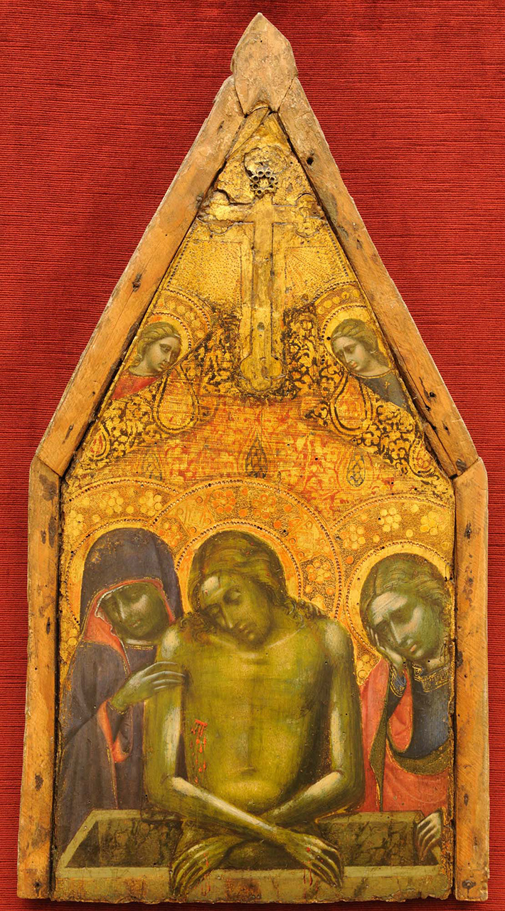 Cristo in pietà con i dolenti (cimasa, frammento) di Agocchiari Barnaba detto Barnaba da Modena (attribuito) (ultimo quarto XIV)