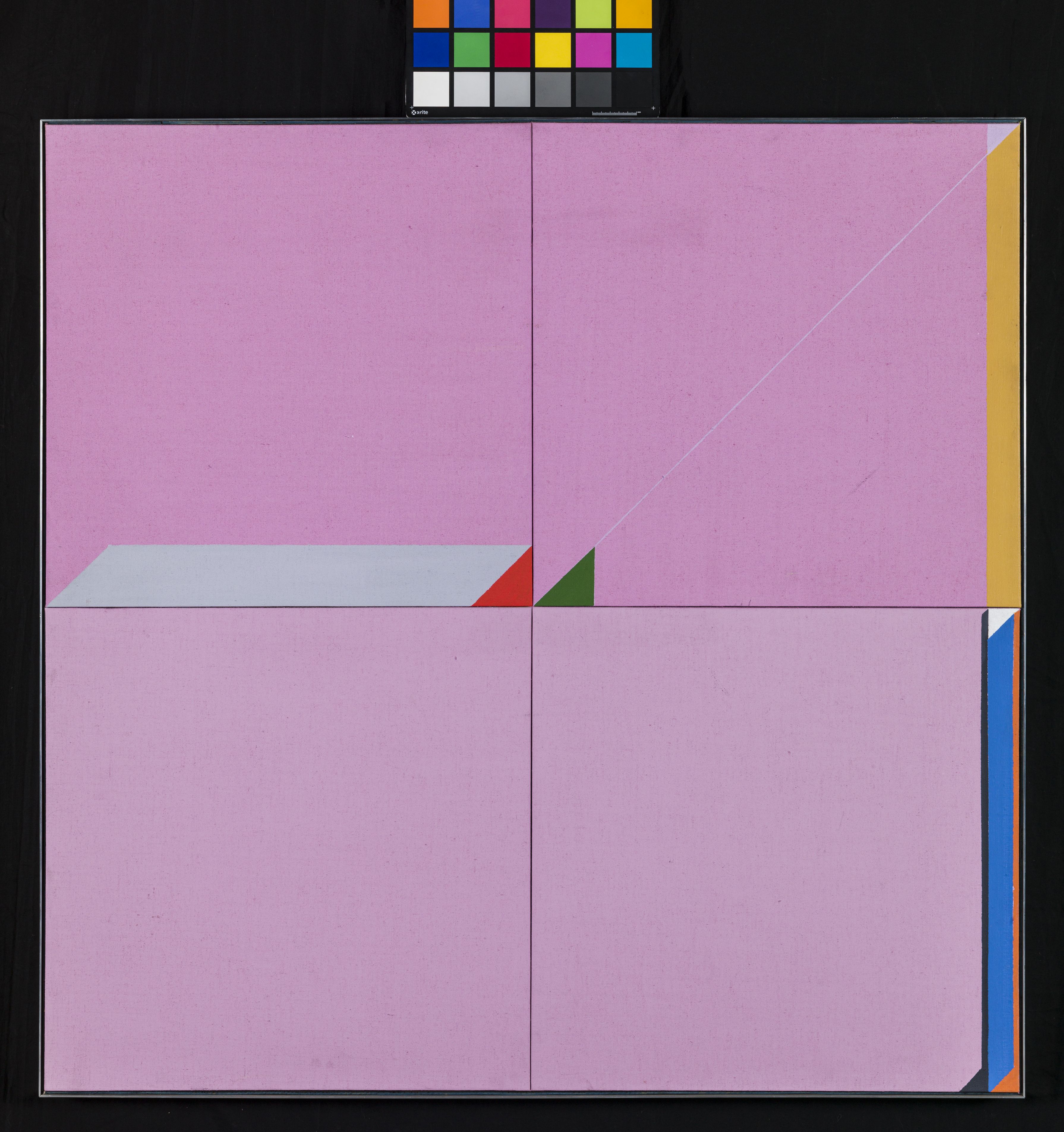 In quattro rosa, composizione astratta con figure geometriche su fondo rosa (polittico, opera isolata) di Arduini Francesco (sec. XX)