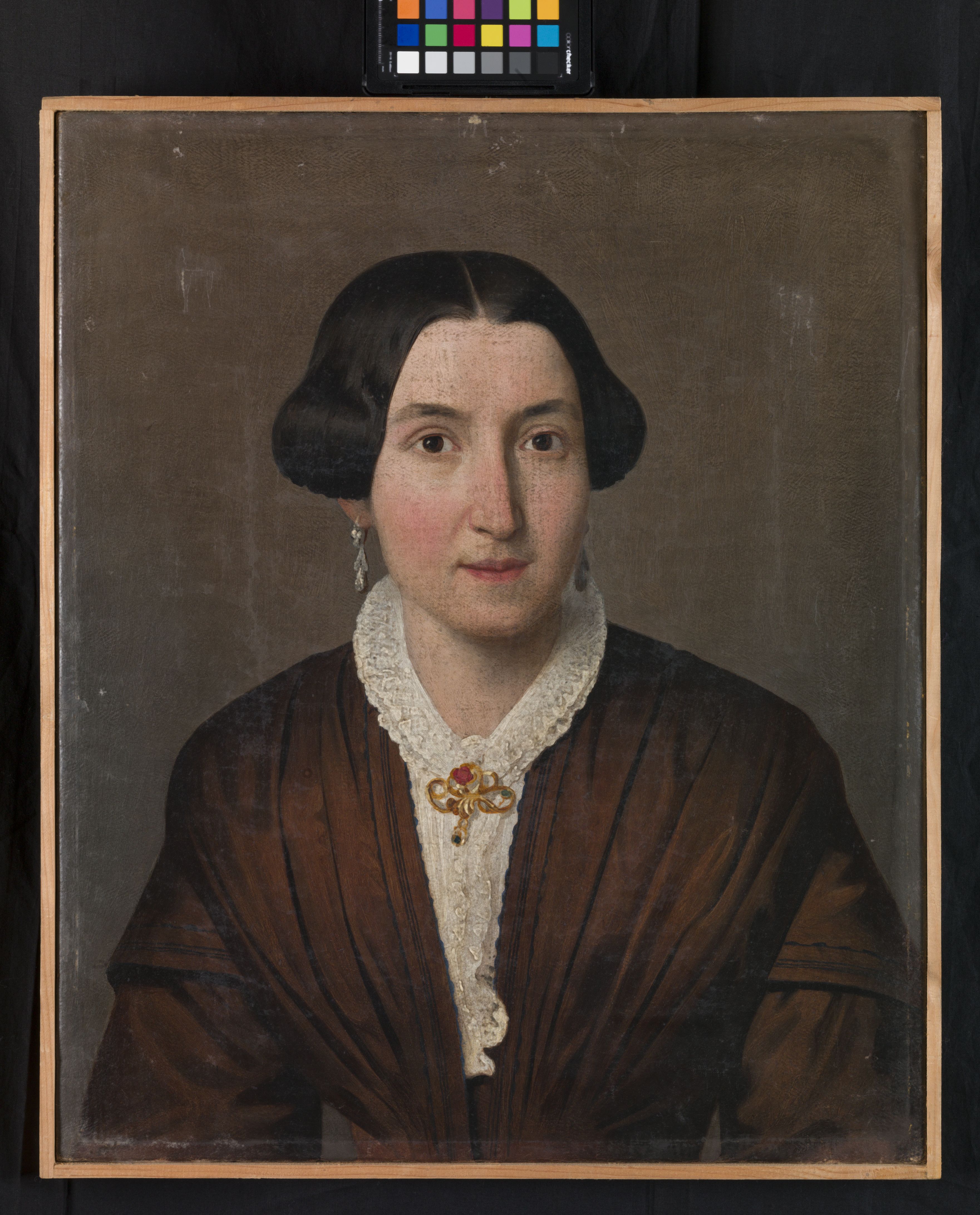 Ritratto della signora Ronzani, busto ritratto femminile (dipinto, opera isolata) di Recchia Angelo (sec. XIX)