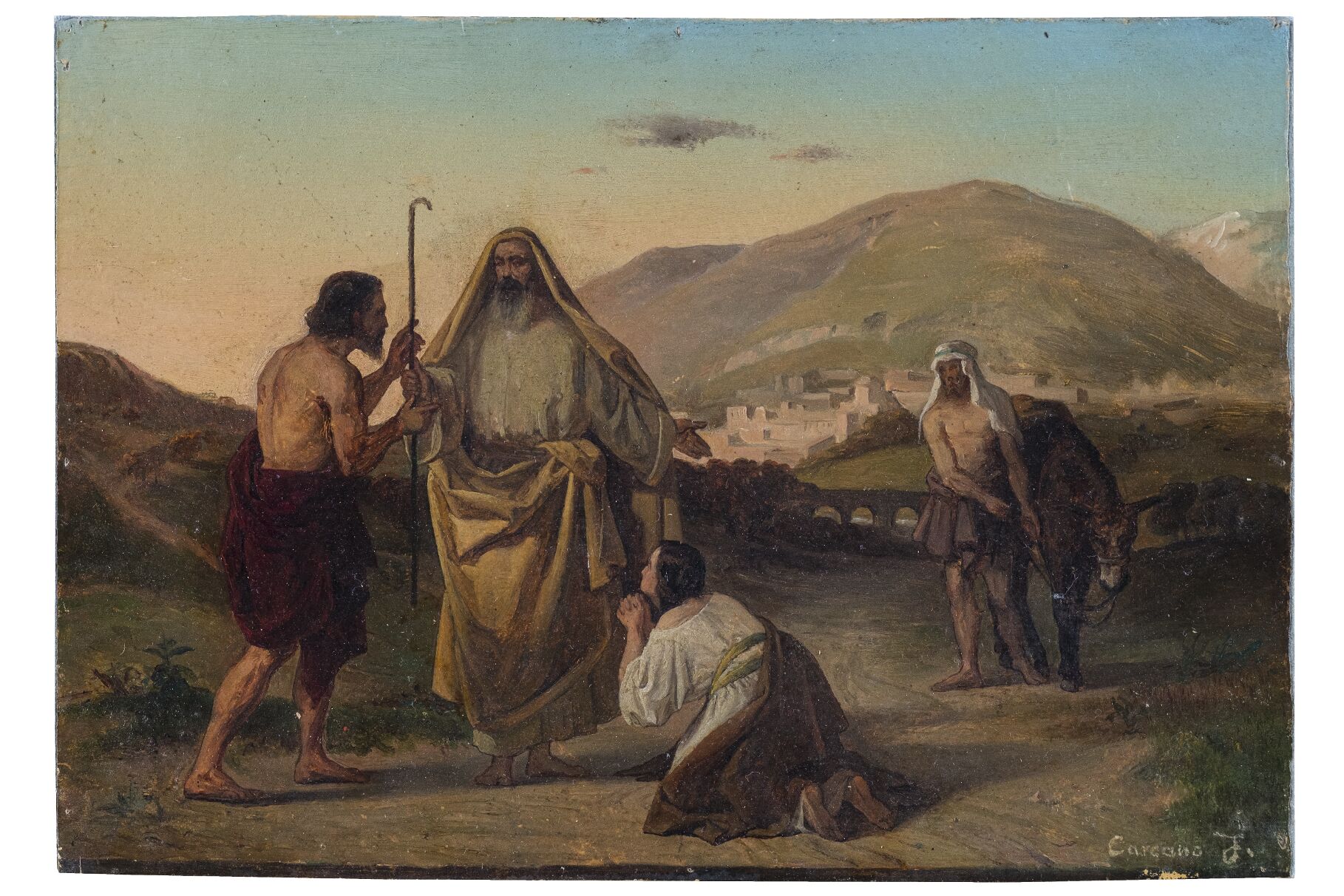 Scena biblica, scena biblica (dipinto, opera isolata) di Carcano Filippo - ambito Italia settentrionale (sec. XIX)