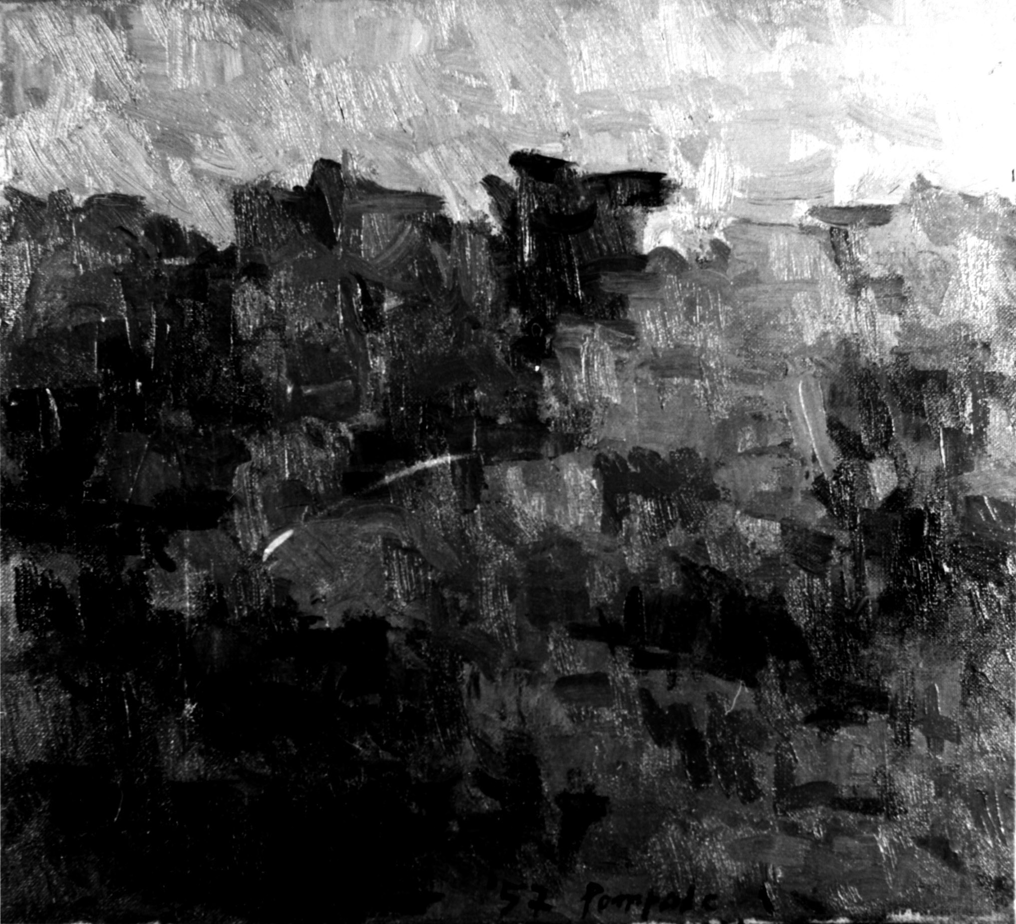 Paesaggio, paesaggio astratto (dipinto, opera isolata) di Pompole Giovanni (sec. XX)