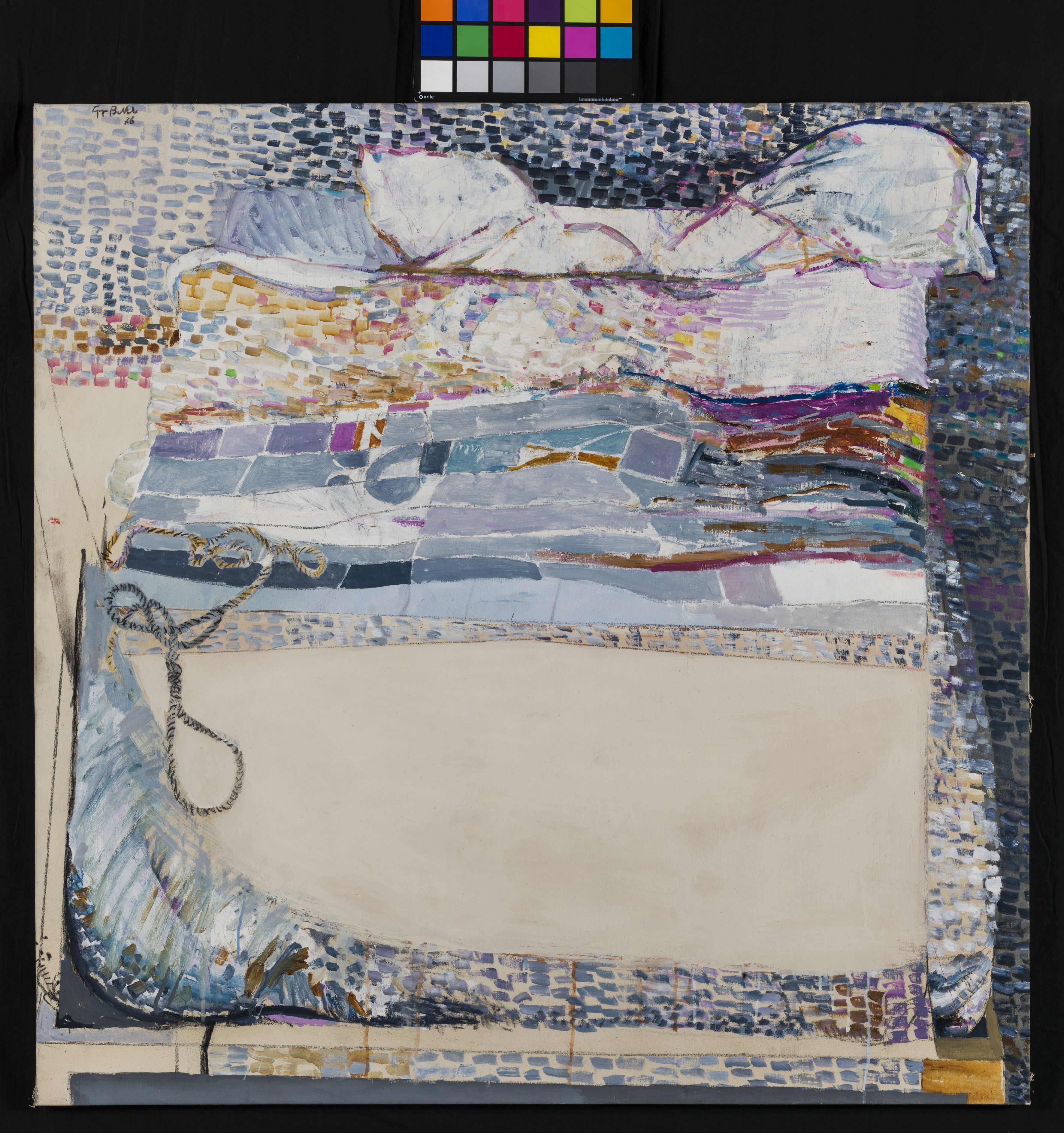 Il letto, letto con corda (dipinto, opera isolata) di Bellandi Giorgio (sec. XX)