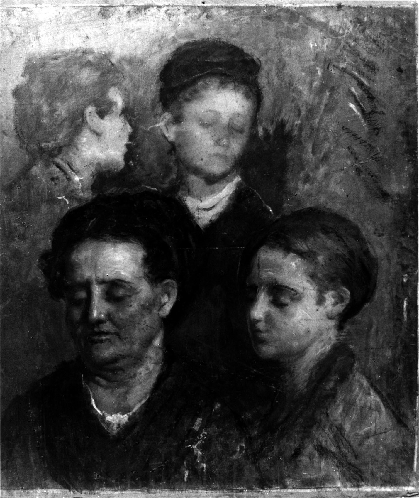 Quattro studi di teste, studio con tre teste di ragazzo e una di vecchia (dipinto, opera isolata) di Dall'Oca Bianca Angelo (sec. XIX)