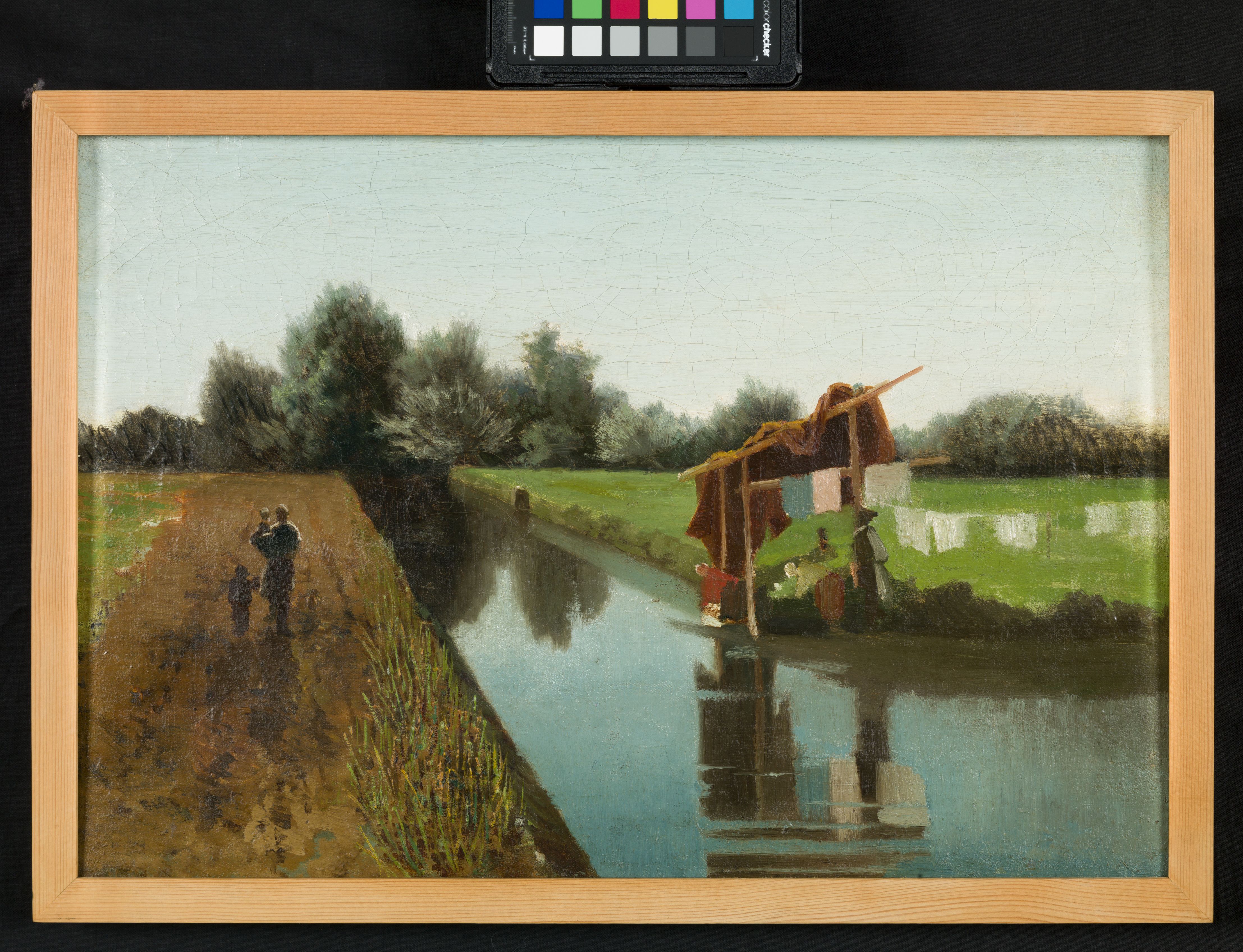 Paesaggio, paesaggio con figura (dipinto, opera isolata) di Praga Emilio (sec. XIX)