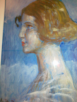 Ritratto di fanciulla bionda, busto figura di donna bionda di profilo (dipinto, opera isolata) di Dall'Oca Bianca Angelo (sec. XX)