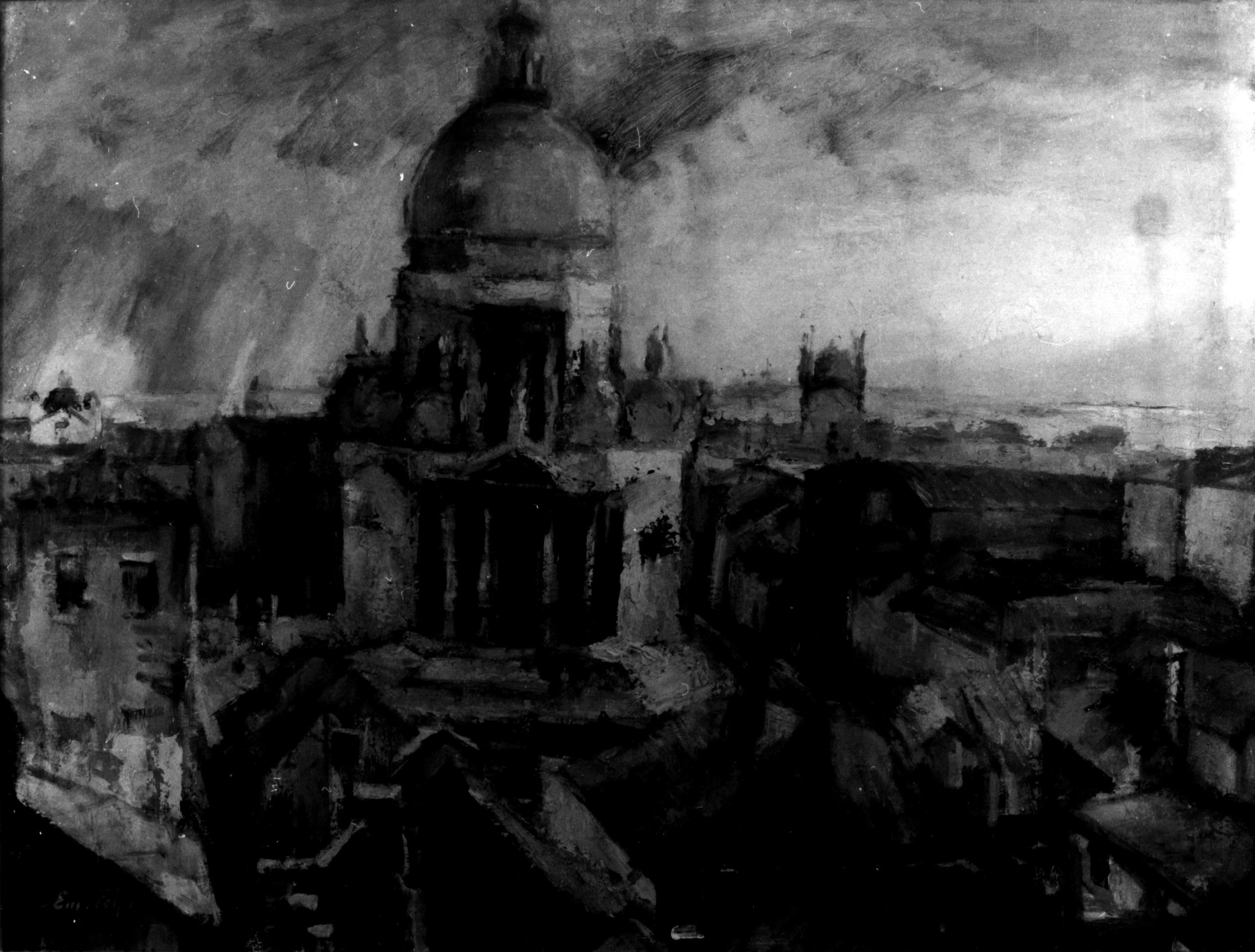 La chiesa della Salute a Venezia, veduta della chiesa della Salute a Venezia (dipinto, opera isolata) di Fohn Emanuel (sec. XX)