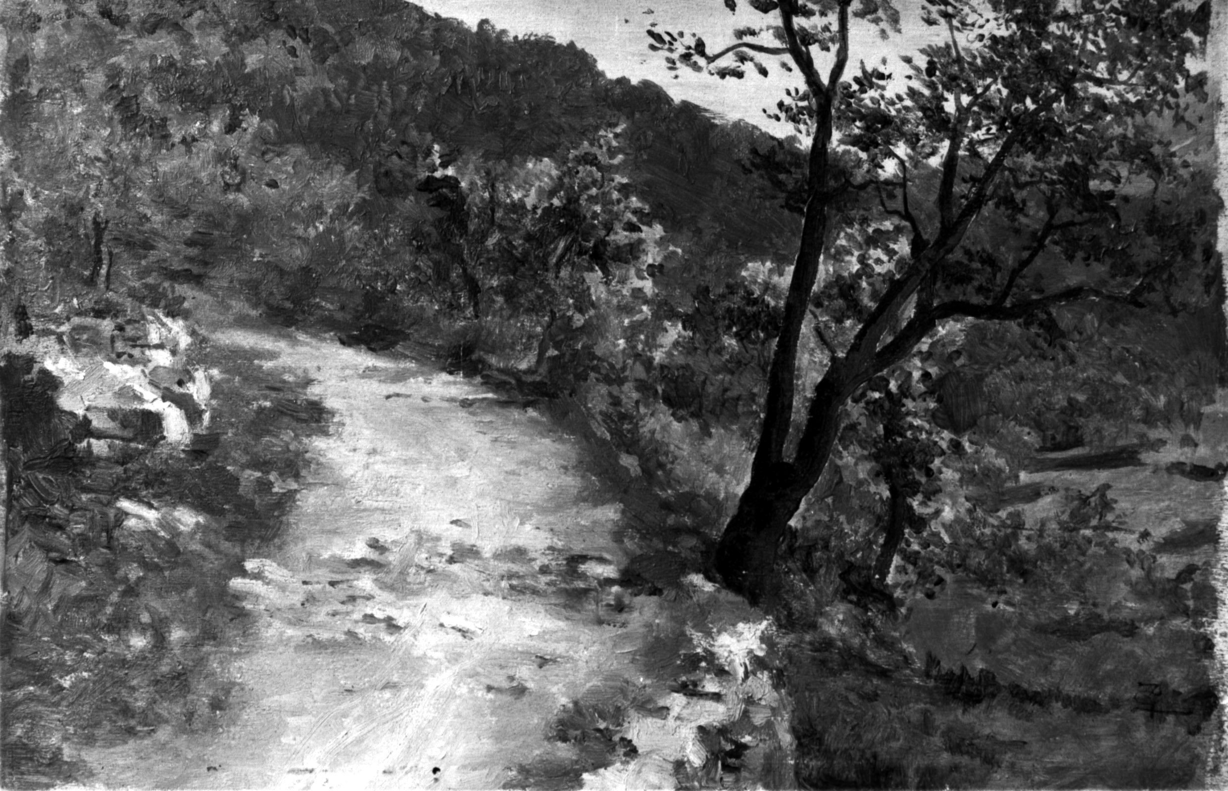 Studio di paesaggio, paesaggio montano con sentiero e alberi (dipinto, serie) di Zannoni Giuseppe (sec. XIX)