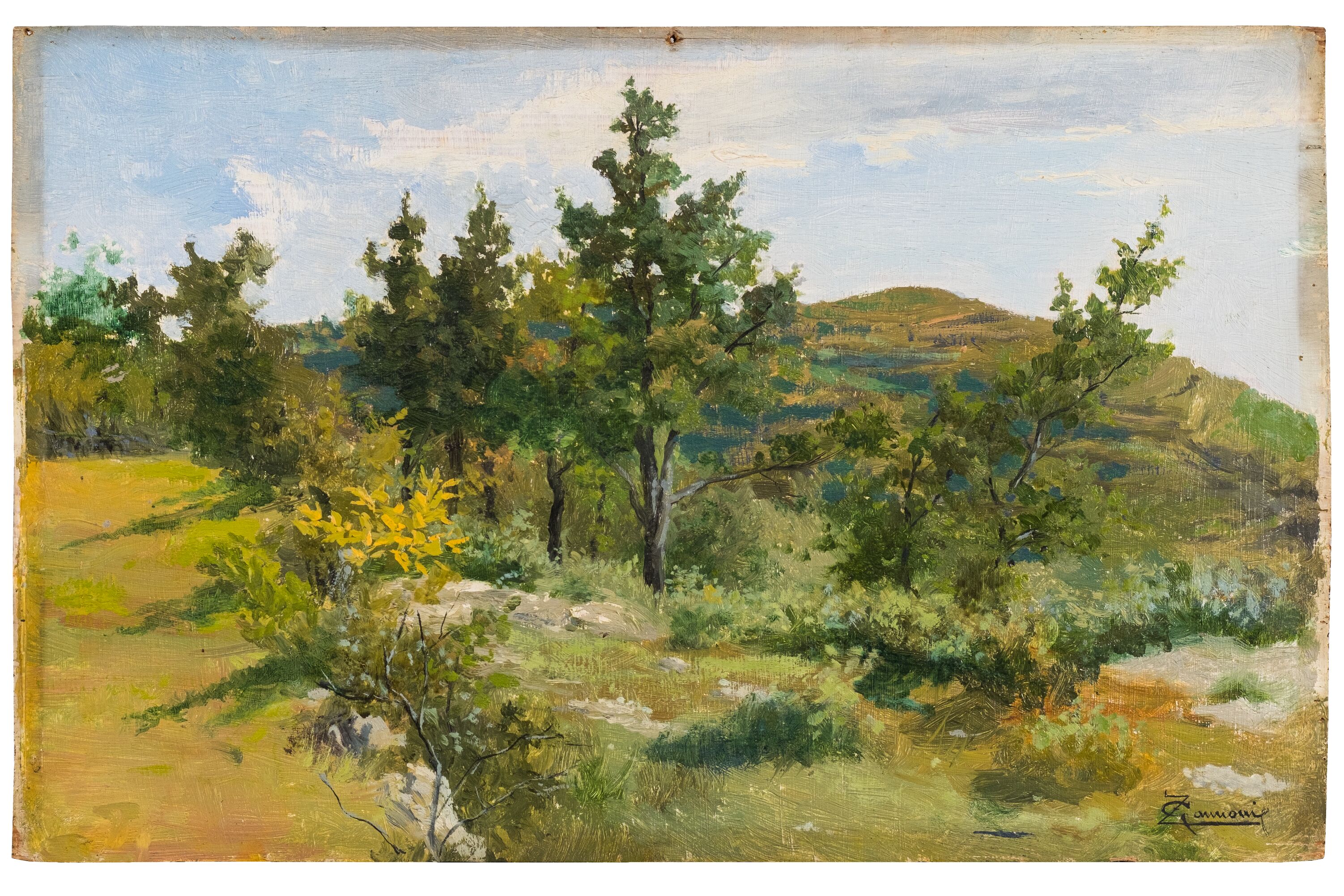 A San Zeno di Montagna, paesaggio montano con alberi (dipinto, serie) di Zannoni Giuseppe - ambito veronese (sec. XIX)