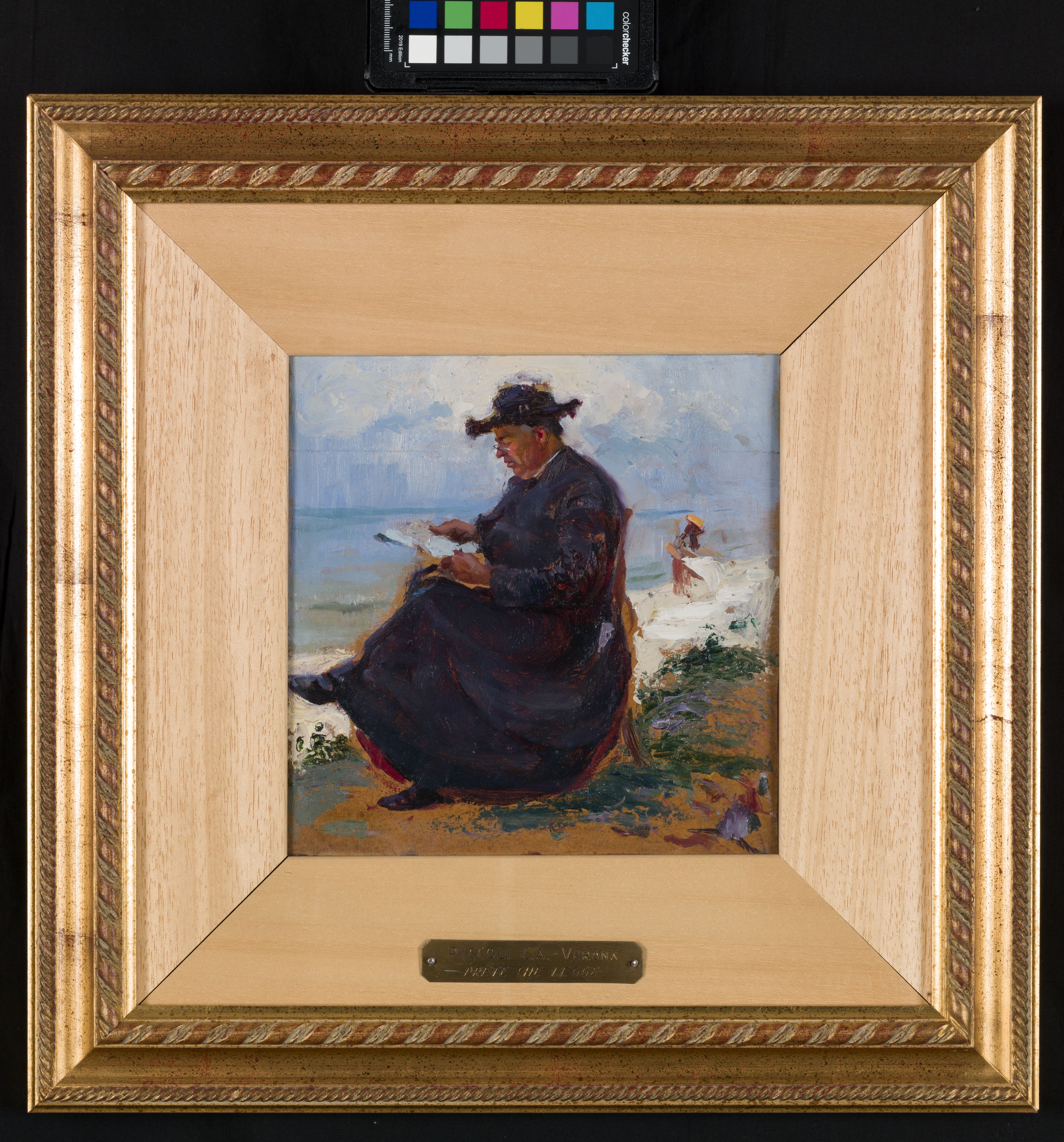 Prete che legge, figura di prete (dipinto, serie) di Piccoli Carlo Francesco (sec. XX)