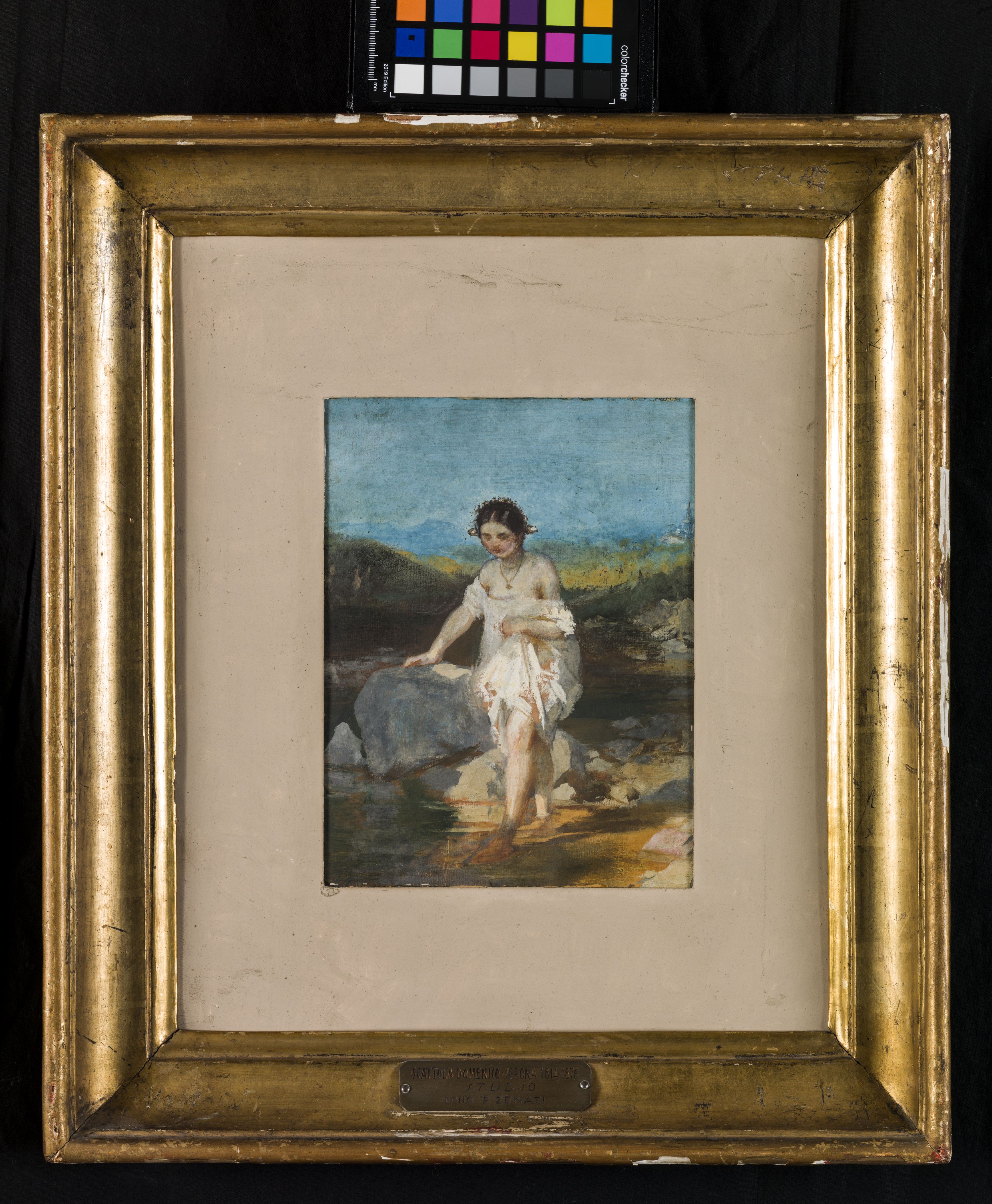 Bagnante, figura femminile (dipinto, serie) di Scattola Domenico (sec. XIX)