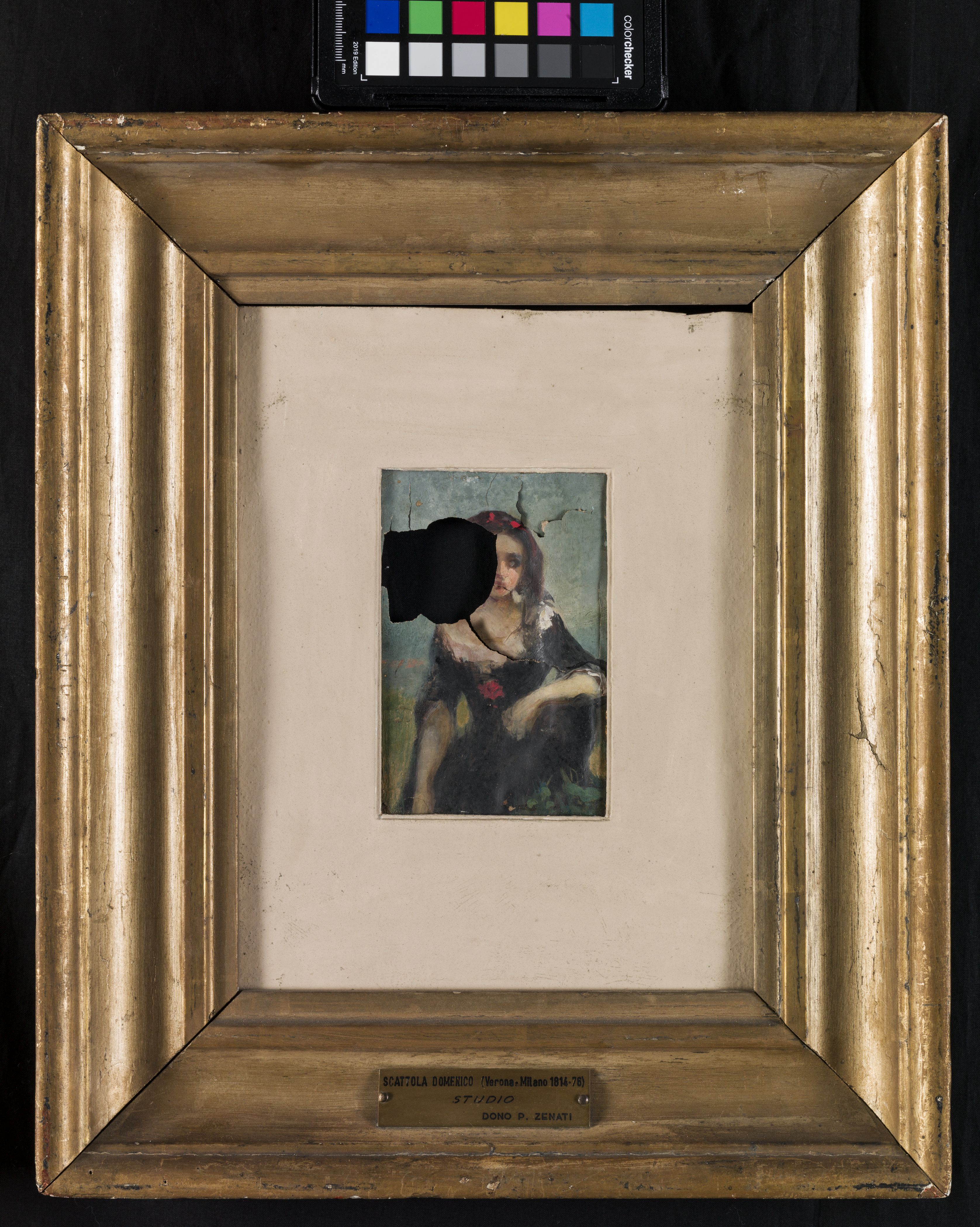 Ritrattino femminile, busto femminile (dipinto, serie) di Scattola Domenico (sec. XIX)