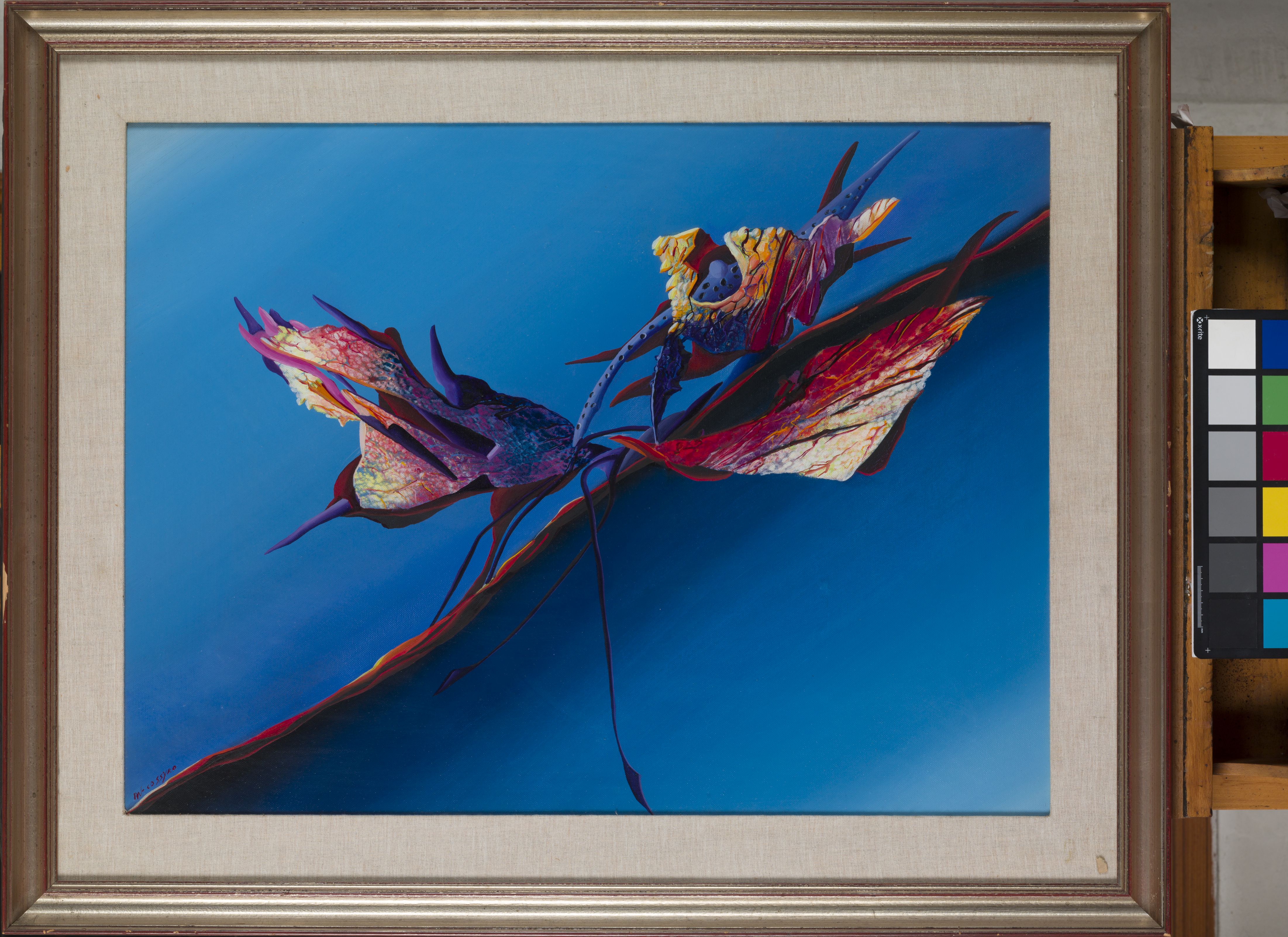 Primordio o Amore e lotta, composizione surreale (dipinto, opera isolata) di Cossyro Michele (sec. XX)