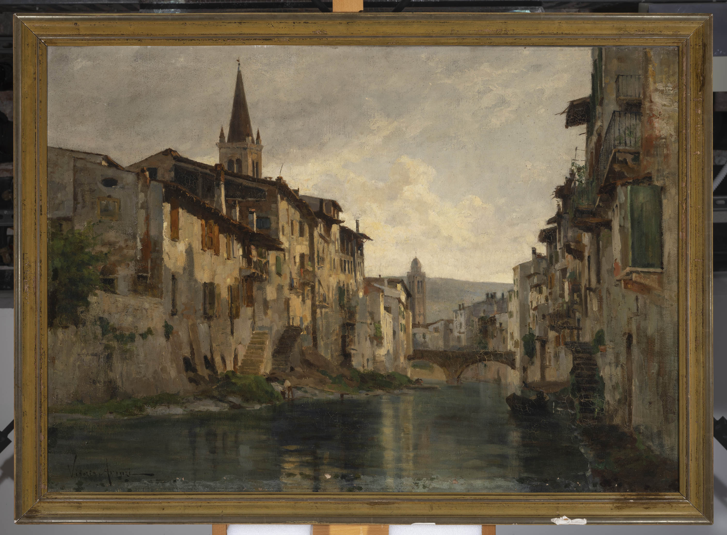 Canale Acqua Morta, veduta Canale dell'Acqua Morta di Verona (dipinto, opera isolata) di Avanzi Vittorio (sec. XIX)