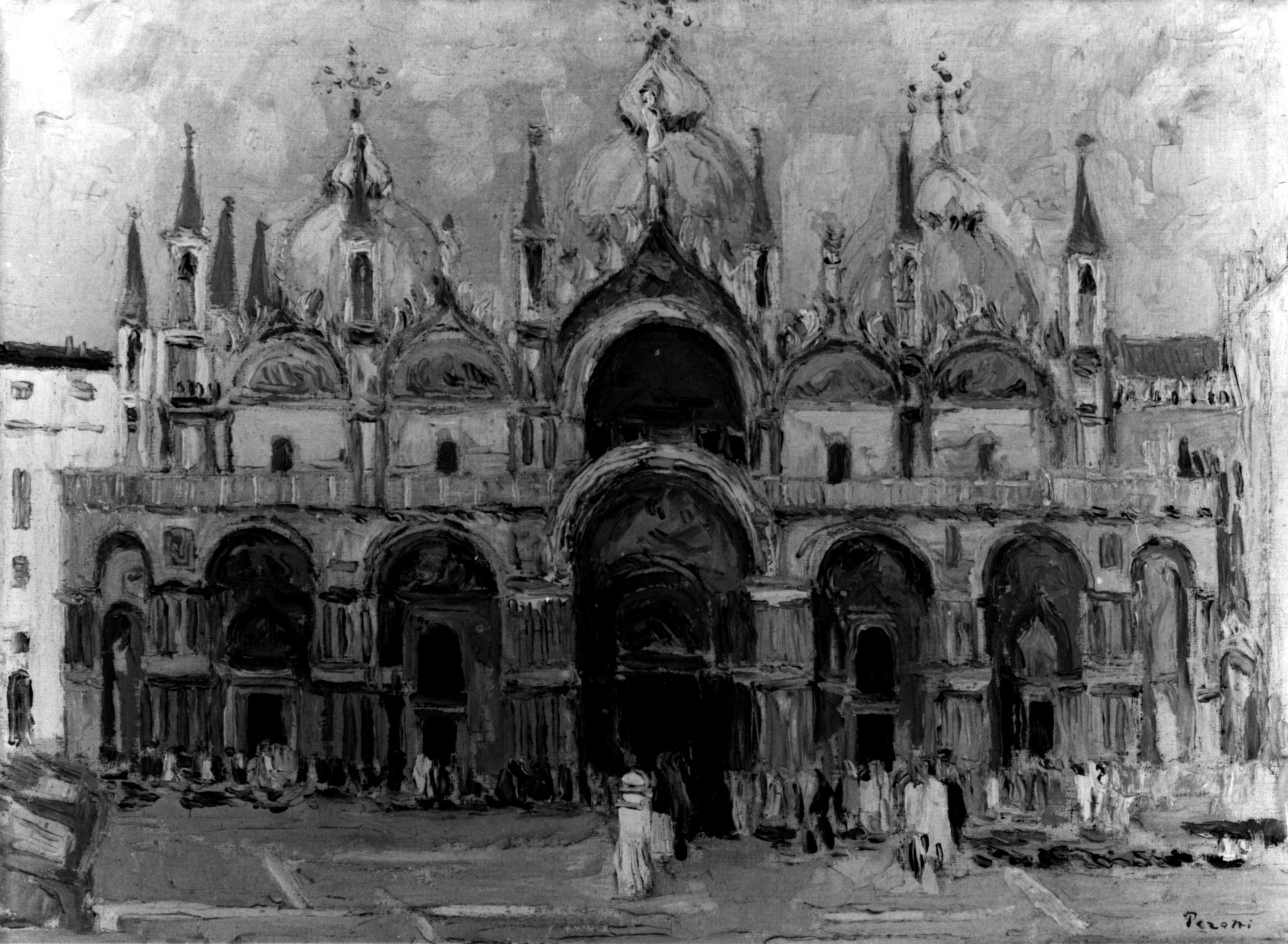 Basilica di San Marco, veduta chiesa di San Marco a Venezia (dipinto, opera isolata) di Perotti Francesco (sec. XX)