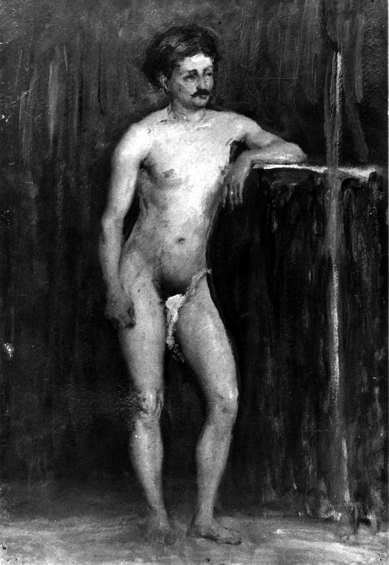 Nudo maschile d'Accademia, figura maschile nuda in piedi (dipinto, opera isolata) di Dall'Oca Bianca Angelo (sec. XIX)