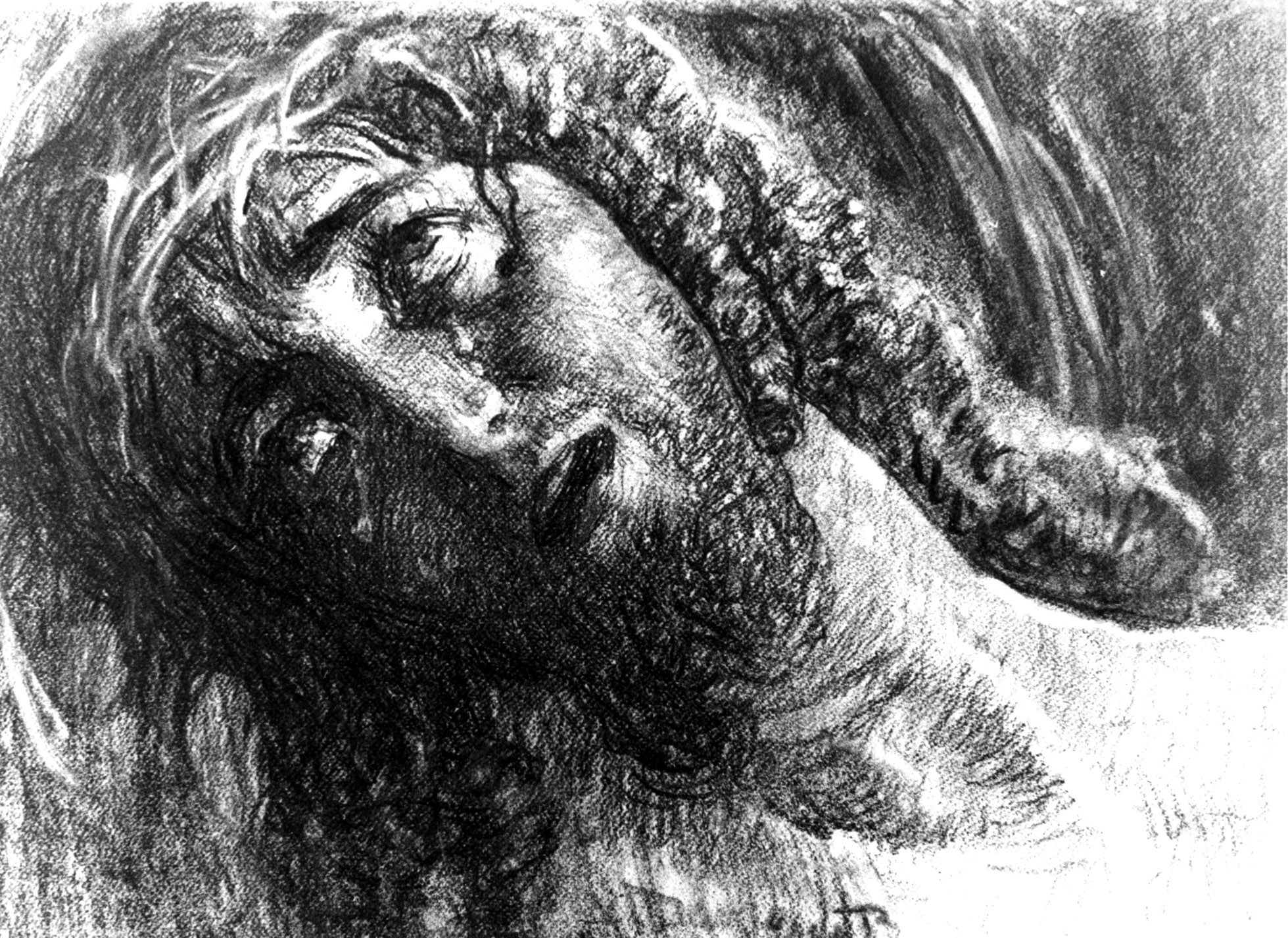 Cristo morente, volto di Cristo con corona di spine (dipinto, opera isolata) di Dall'Oca Bianca Angelo (sec. XX)