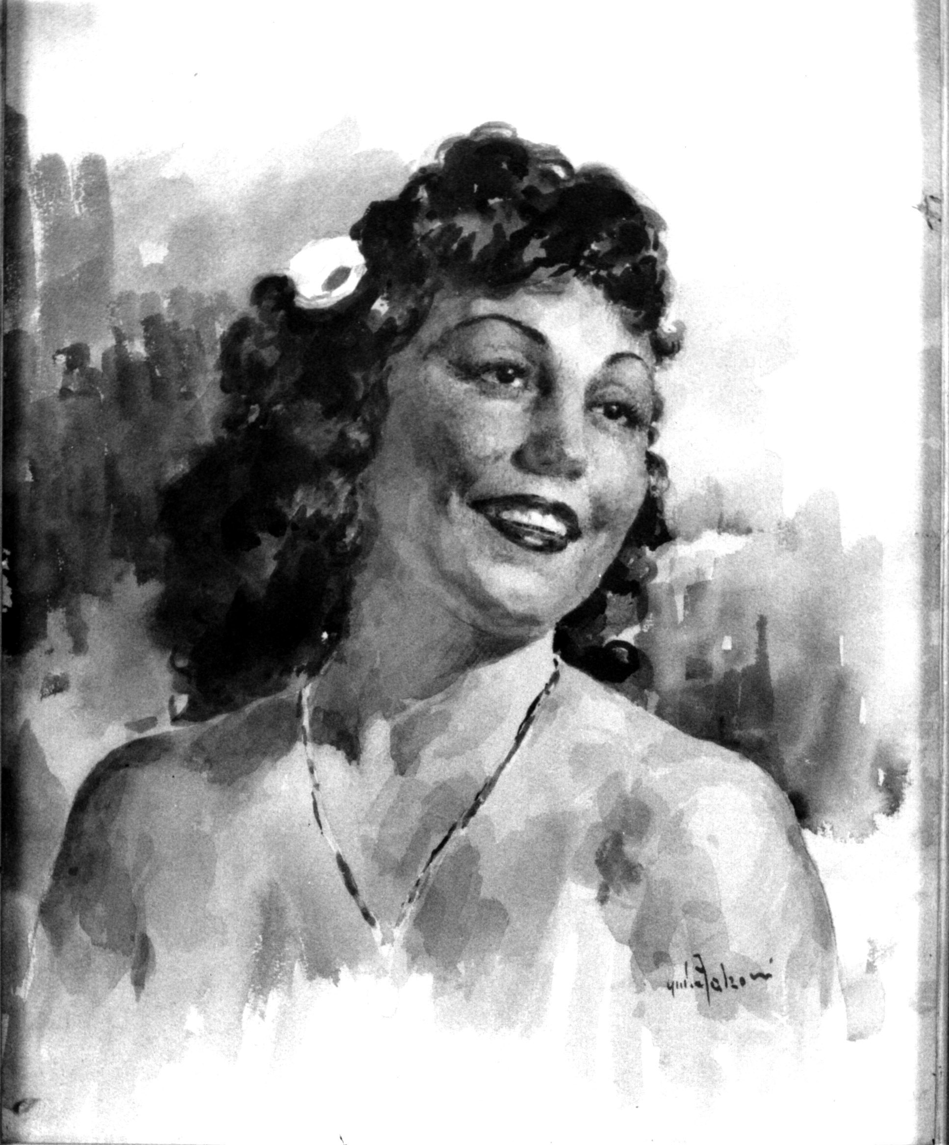 Ritratto di donna sorridente, ritratto femminile sorridente (dipinto, opera isolata) di Falzoni Giulia (sec. XX)