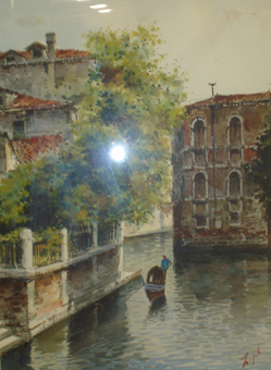 Canale a Venezia, veduta di un canale a Venezia con gondola (dipinto, opera isolata) di Zagato (sec. XX)