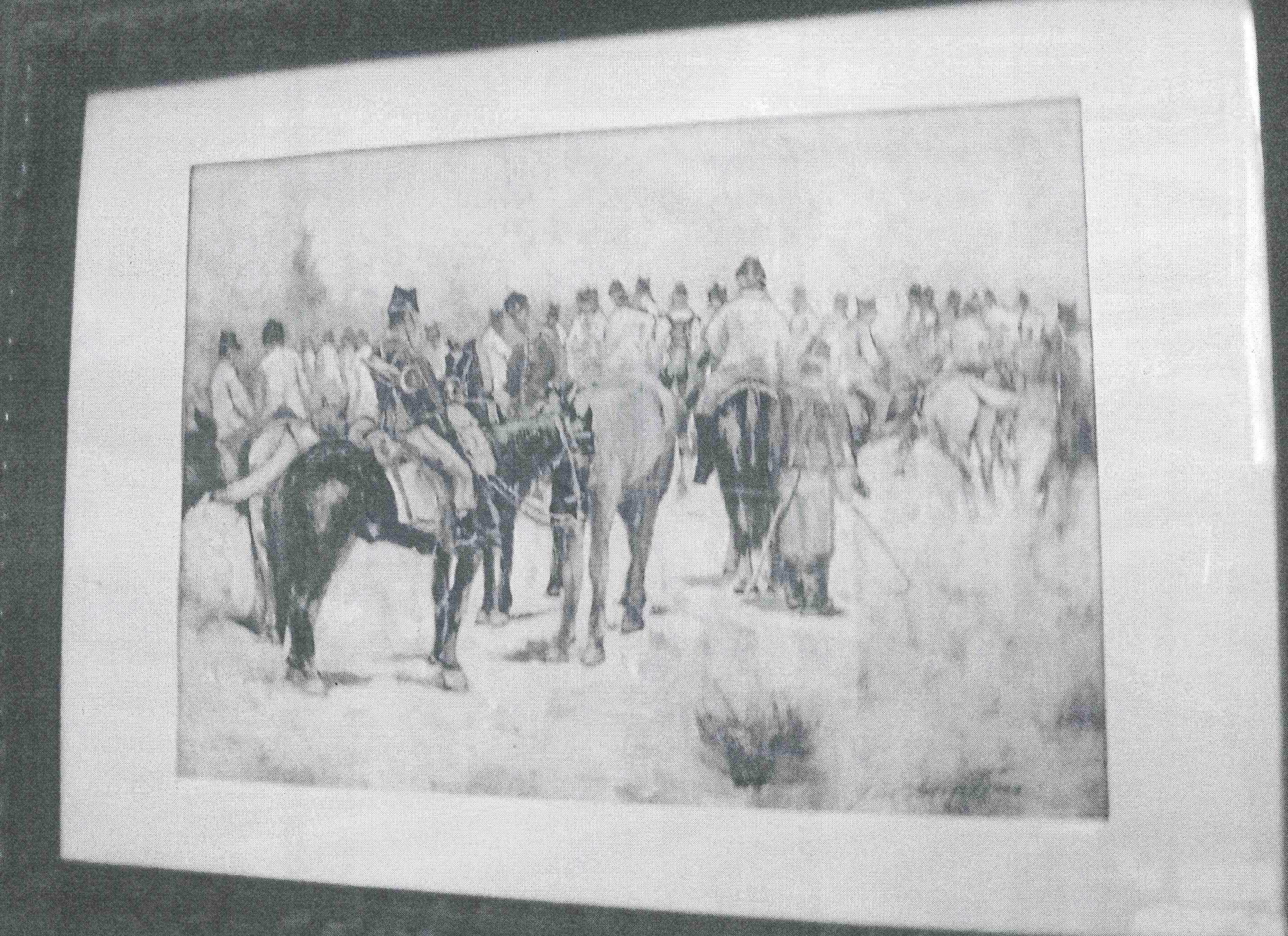 Esercizi di cavalleria (copia da G. Fattori), militari epoca risorgimentale a cavallo (dipinto, opera isolata) di Fattori L (sec. XIX-XX)