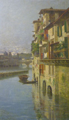 L'Acqua morta a Verona, veduta Canale dell'Acqua Morta di Verona (dipinto, opera isolata) di Bottagisio Vittorio (s.d)