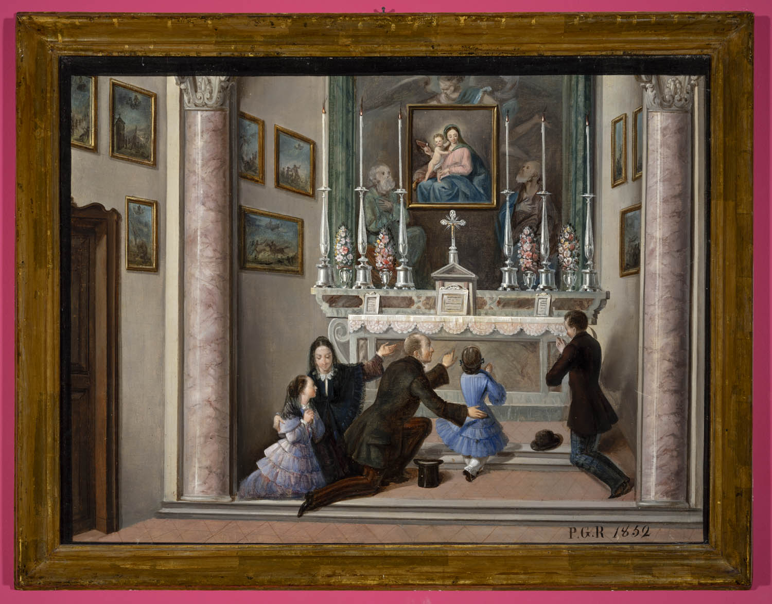 La famiglia Capinoni ringrazia la Vergine del Patrocinio (ex voto, insieme) di Pittore bresciano (metà XIX secolo)
