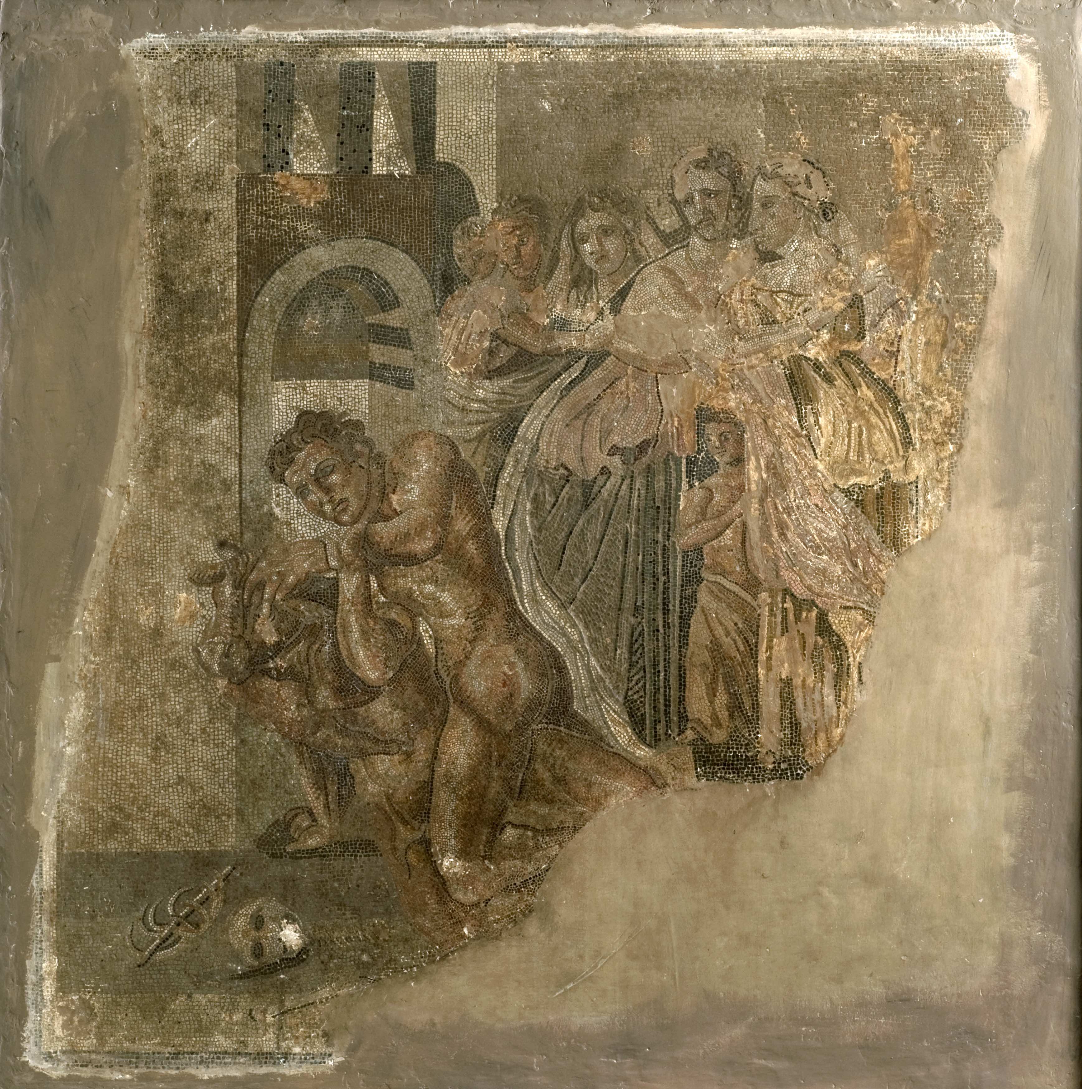 Teseo e il minotauro (mosaico/ pavimentale, policromo/ figurato) (SECOLI/ II a.C)