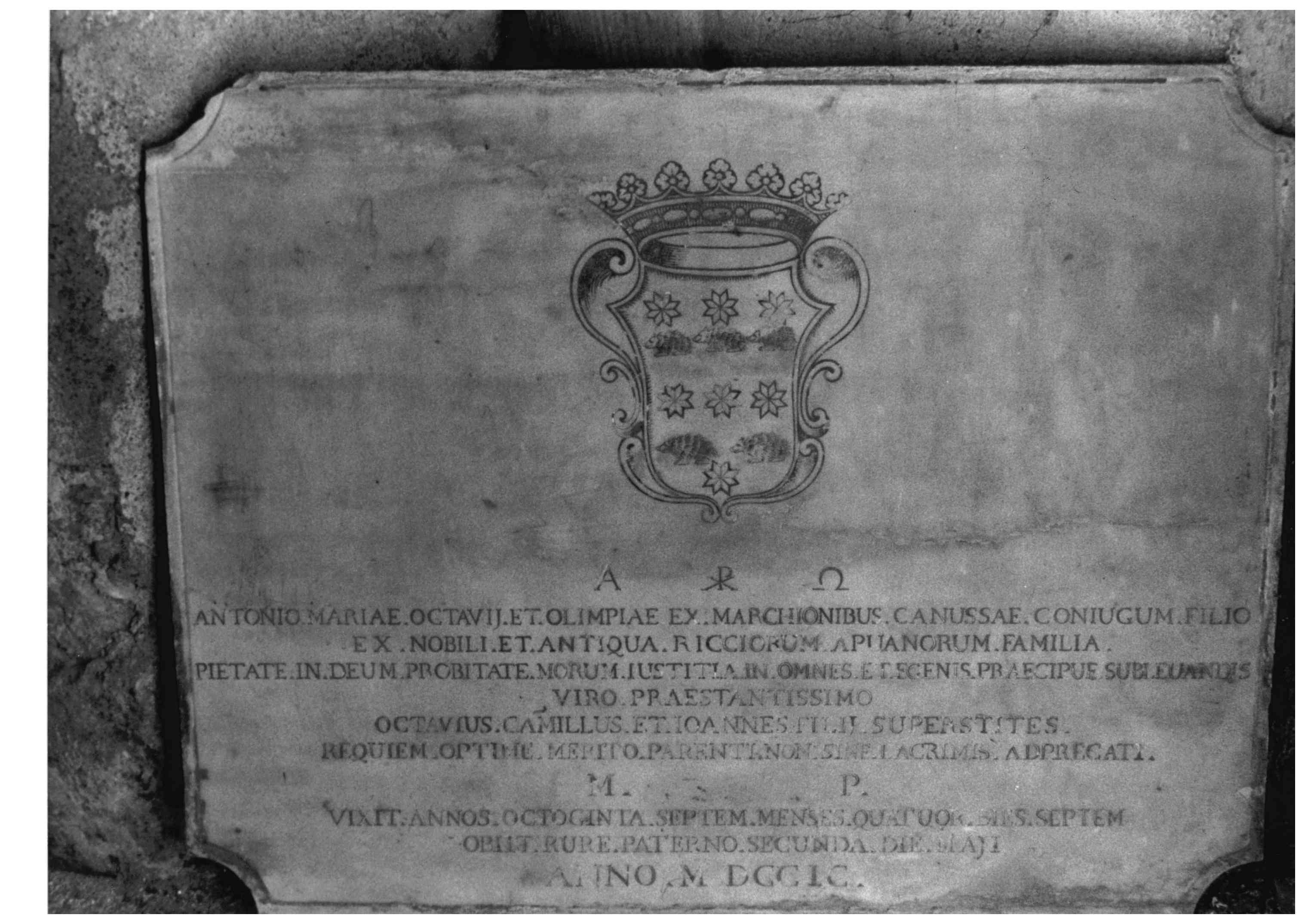 lapide - ambito italiano (XVIII)