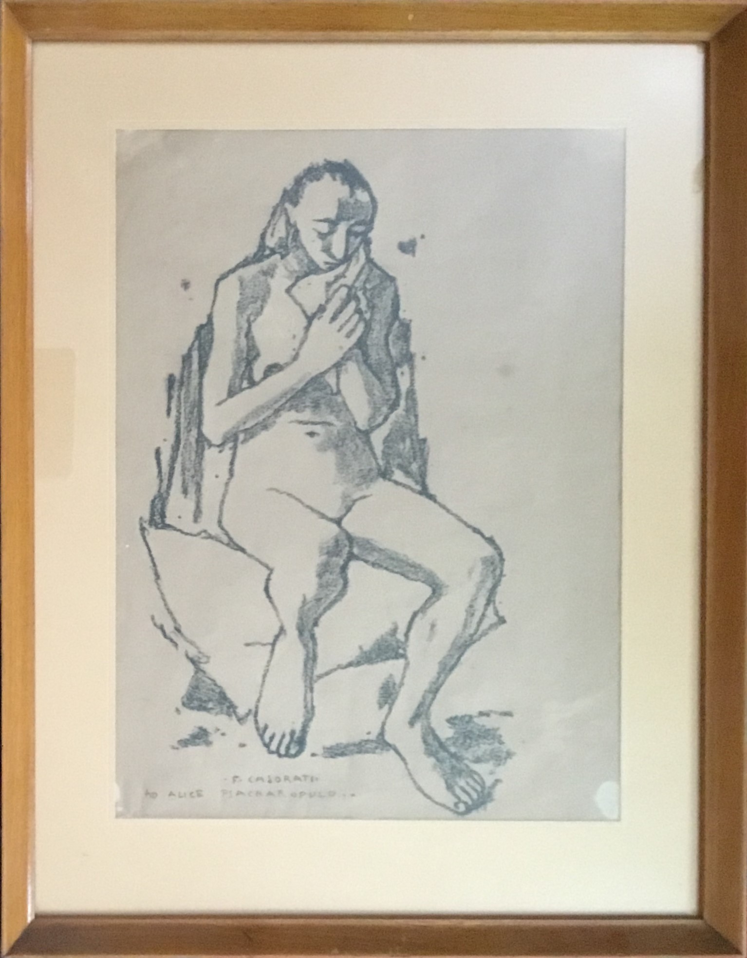 Studio per le "Tre Sorelle" (o "Tre Amiche") 1937, Bozzetto/studio per dipinto (disegno, opera isolata) di Felice Casorati (attribuito) - ambito Italia nord-occidentale (prima metà XX)