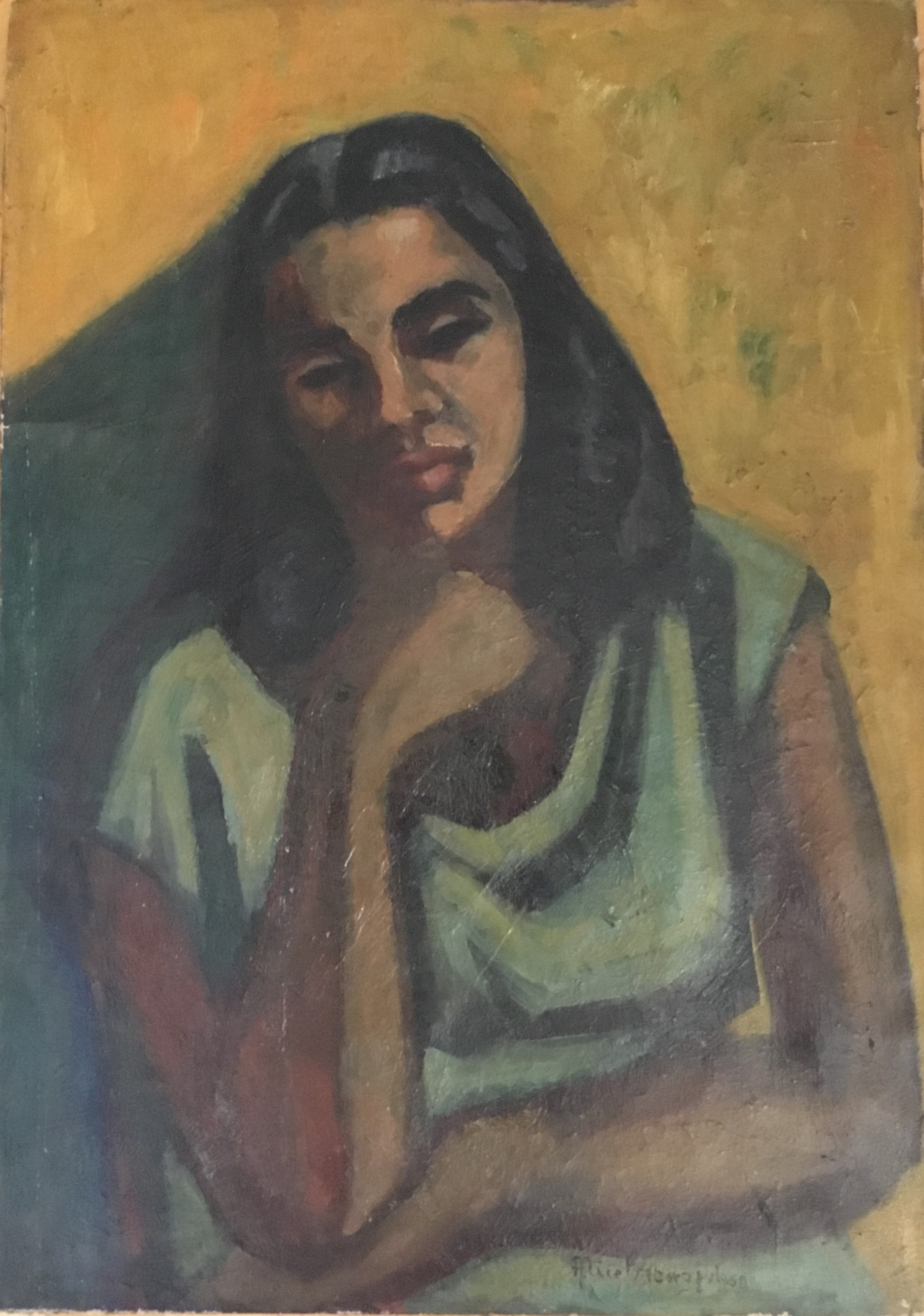 Ritratto di Maria Eftimiadi 2, Ritratto femminile (dipinto, opera isolata) di Alice Psacaropulo (attribuito) - ambito Italia nord-orientale (metà XX)