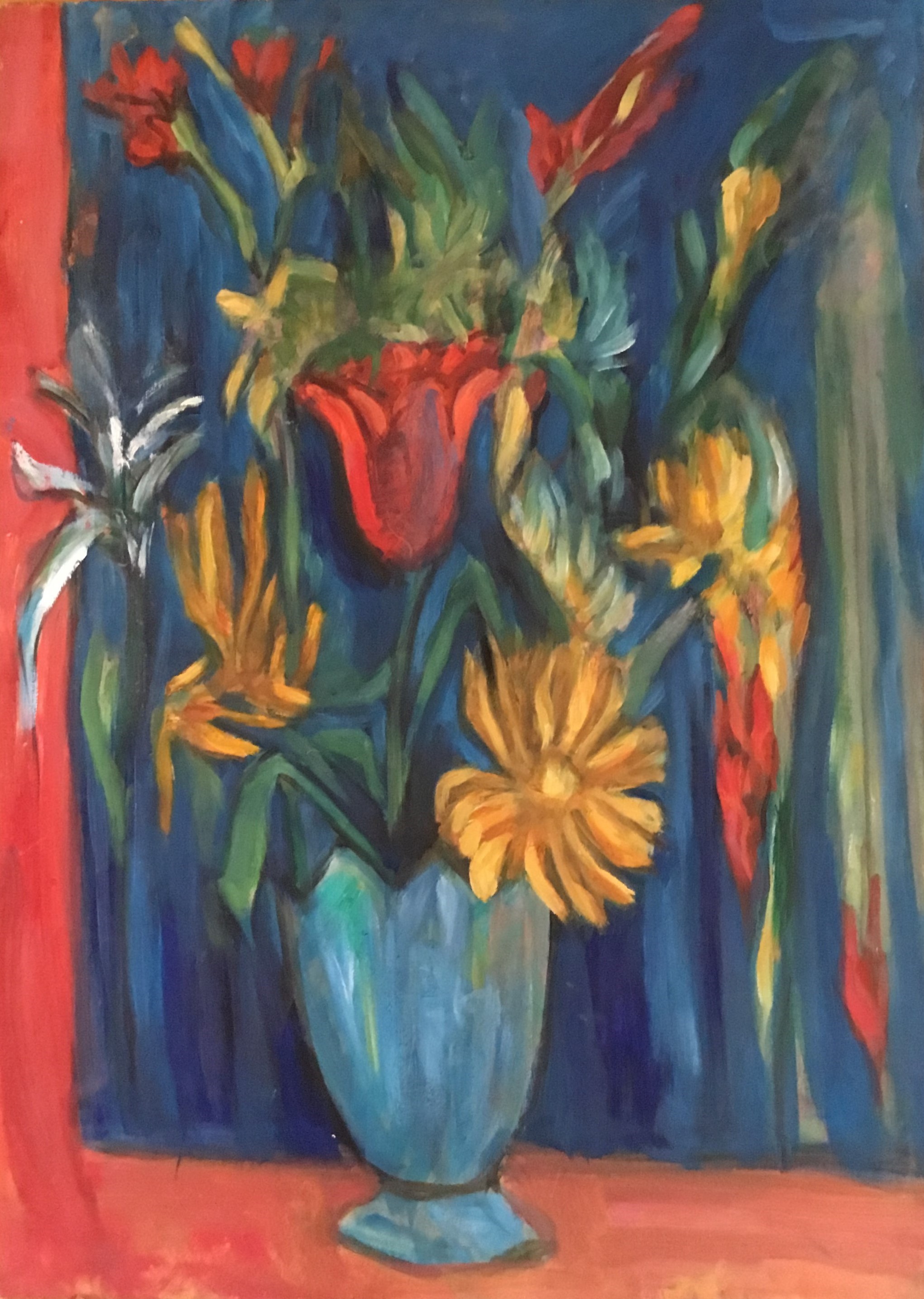 Vaso di fiori, Composizione floreale (dipinto, opera isolata) di Alice Psacaropulo (attribuito) - ambito Italia nord-orientale (fine XX)