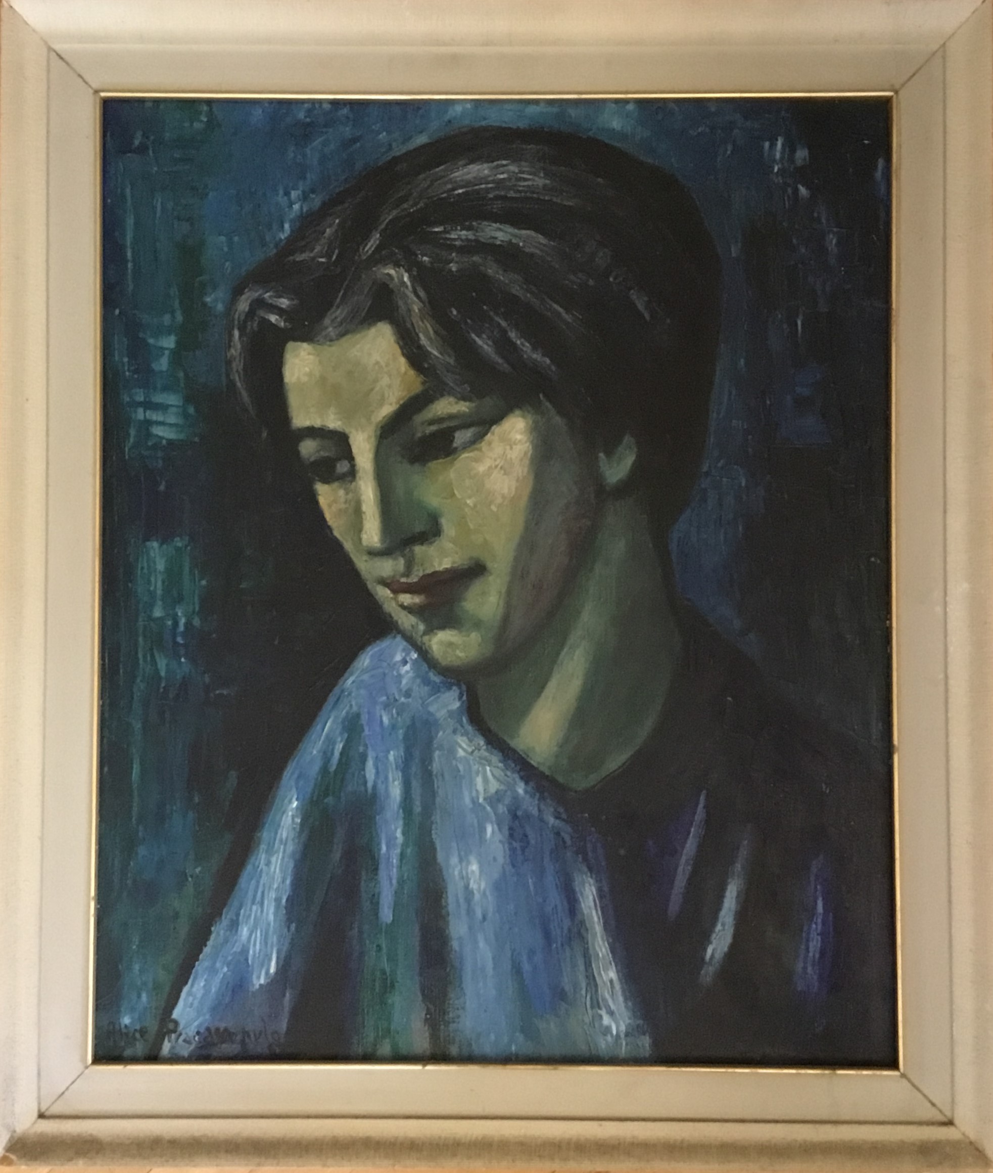 Ritratto di Caterina Trakakis, Ritratto di giovane donna a mezzo busto (dipinto, opera isolata) di Alice Psacaropulo (attribuito) - ambito Italia nord-orientale (seconda metà XX)