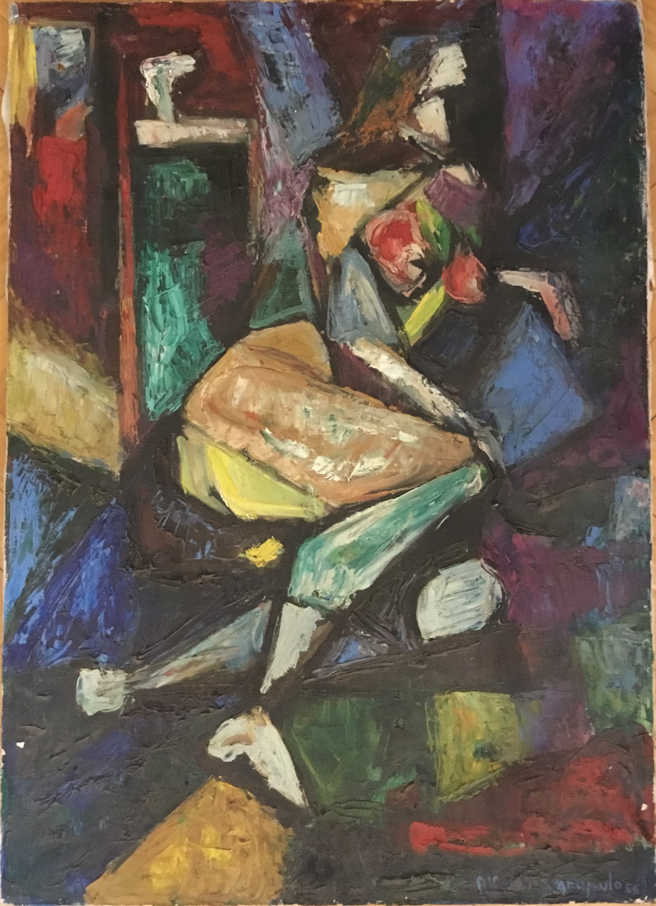 Nudo, Nudo femminile disteso su un fianco (dipinto, opera isolata) di Alice Psacaropulo (attribuito) - ambito Italia nord-orientale (metà XX)