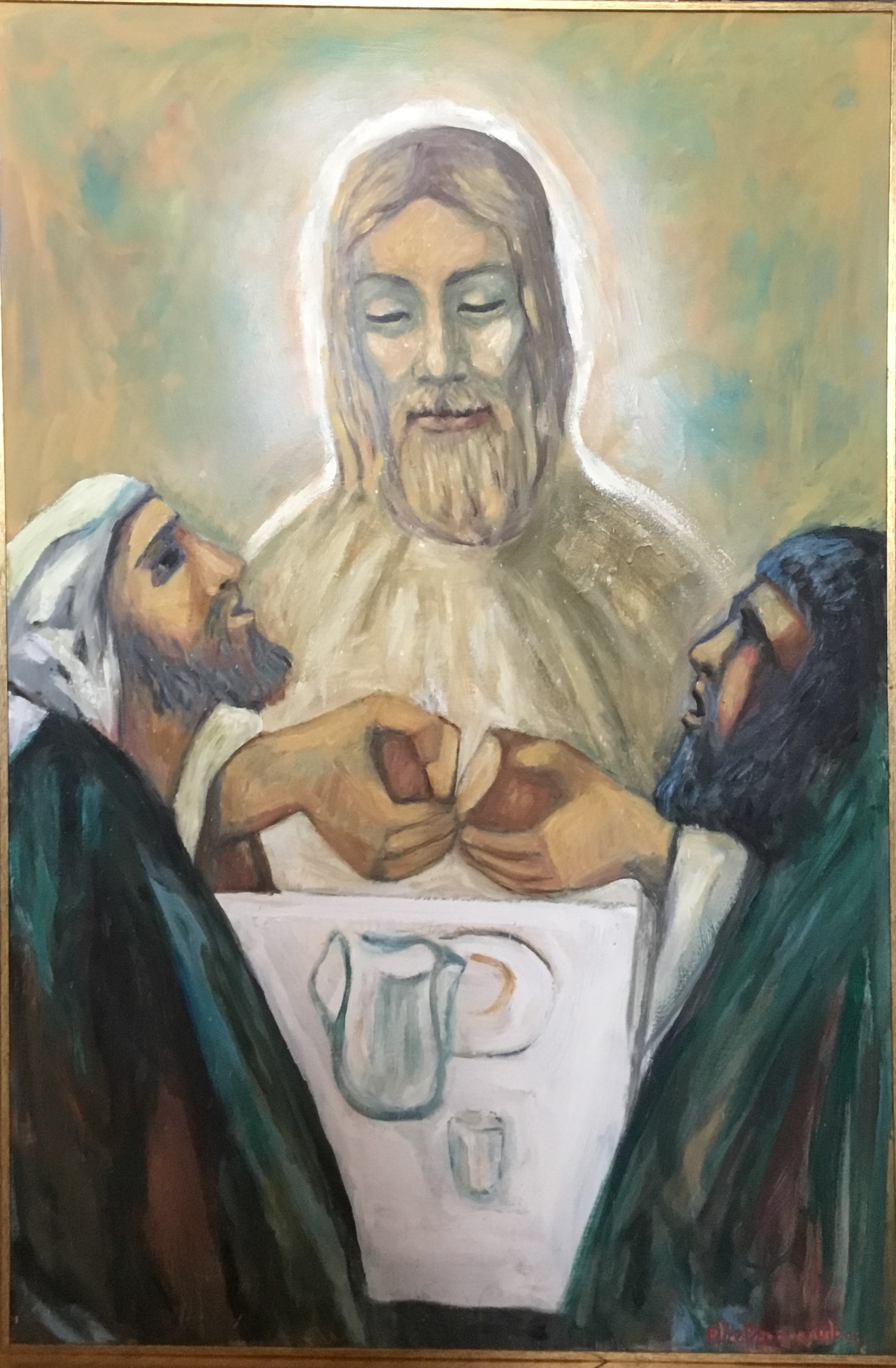 La cena in Emmaus, Cena in Emmaus (dipinto, opera isolata) di Alice Psacaropulo (attribuito) - ambito Italia nord-orientale (fine XX)